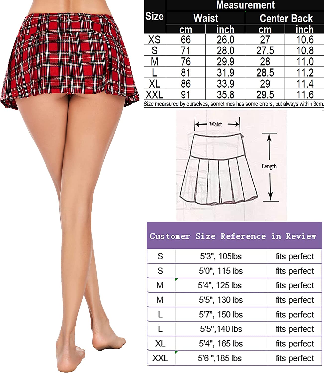 Avidlove Mini Pleated Skirts for Mini Plaid Skirt XS-XXL