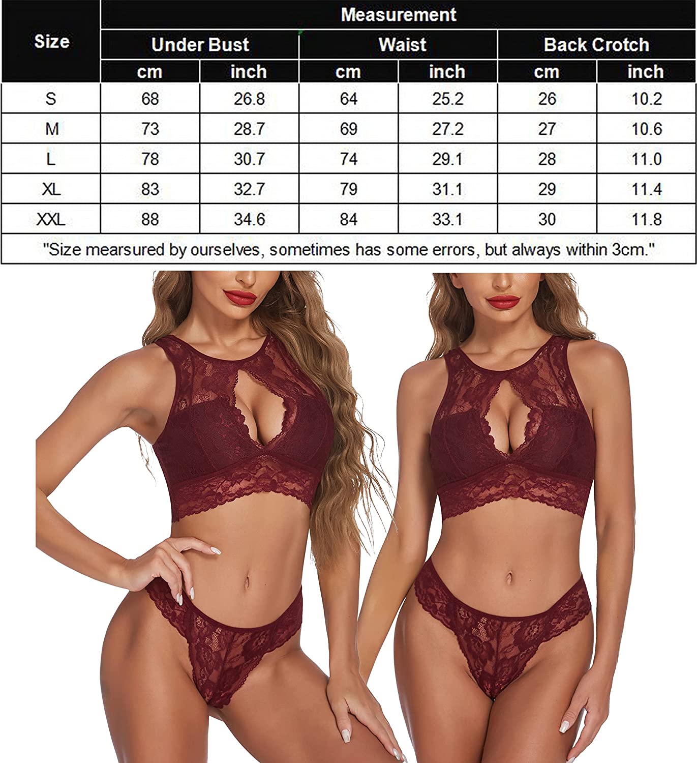 Avidlove Lingerie 2 Piece Lace Babydoll Bra and Panty Set Mini Sleepwear