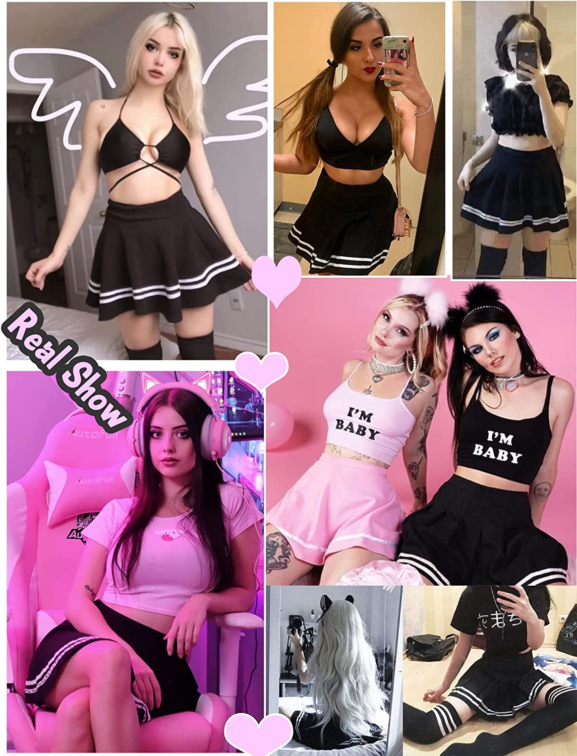Avidlove Mini Skirt Pleated Elastic Waist Ruffle Sailor Skirts School Uniform Skirts Cheerleader