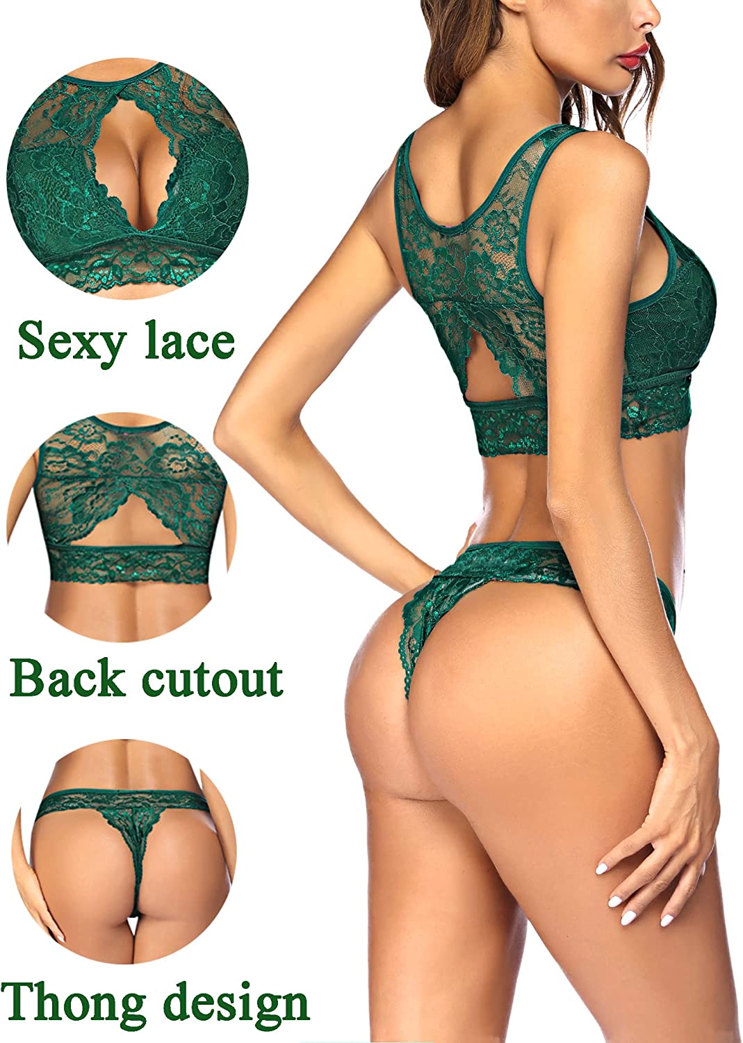 Avidlove Lingerie 2 Piece Lace Babydoll Bra and Panty Set Mini Sleepwear