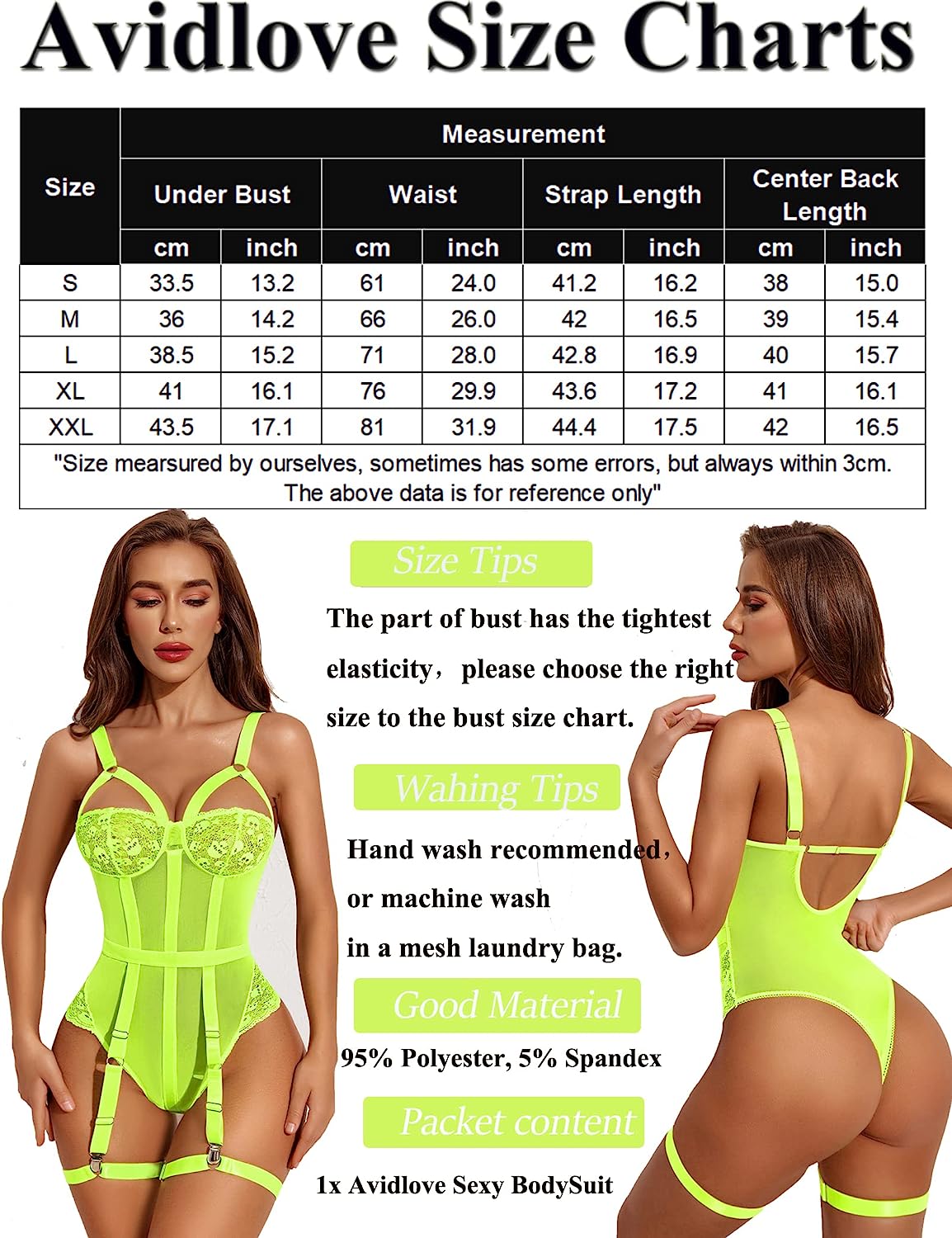Avidlove Teddy Lingerie for with Garter Belt One Piece Lingerie Naughty Strappy Lingerie Lace Exotic Bodysuit