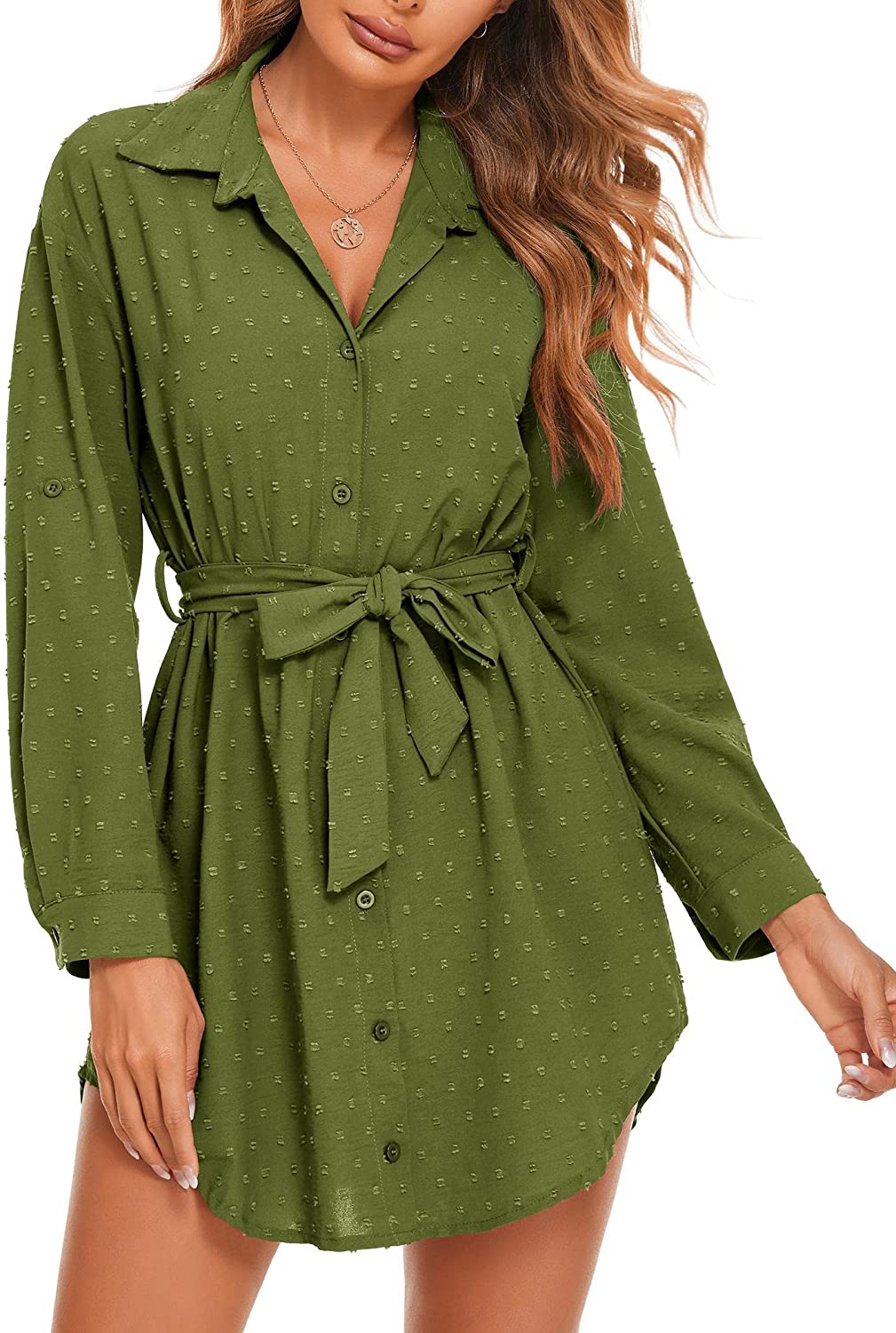 Mid-Long Blouse Tops with Belt