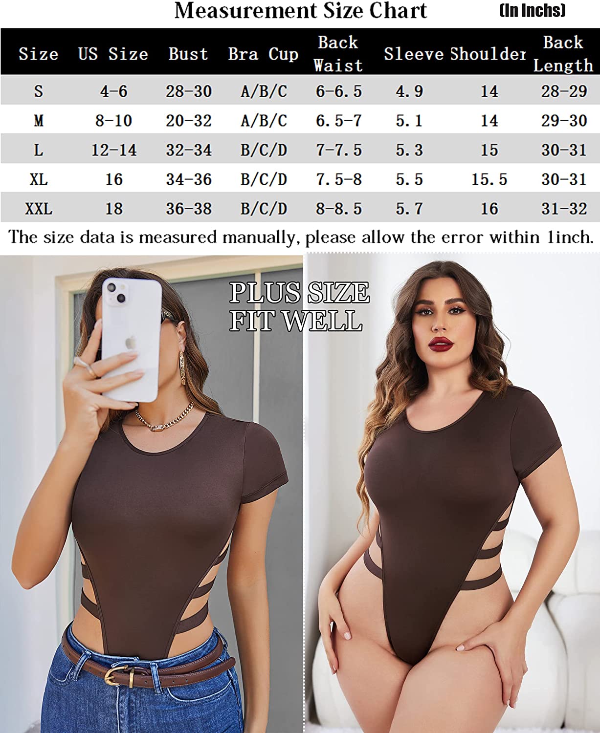 Avidlove Bodysuit Cut Out Short Sleeve Body Suits Leotard Tops Casual Daily Outfits T Shirts S-XXL