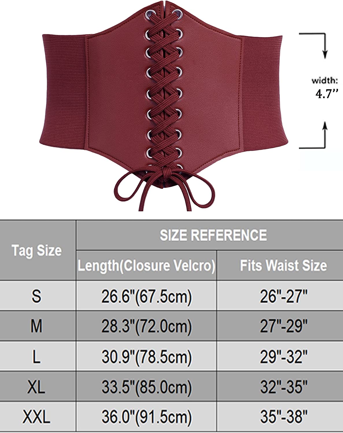 Avidlove Waspie Corset Belt Lace Up Waist Belt Leather Gothic Corset Belt