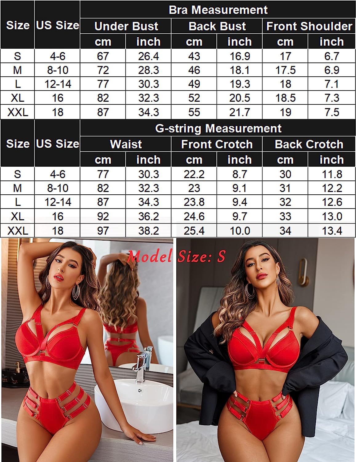 Avidlove Bondaged Lingerie Set Underwired Push Up Bra and Panty Set Two Piece Lingerie