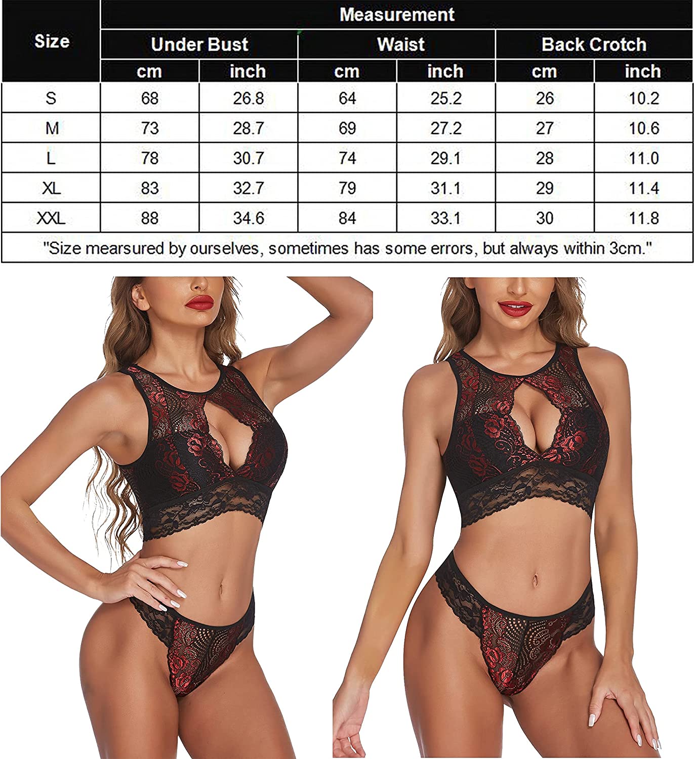 Avidlove Lingerie 2 Piece Lace Babydoll Bra and Panty Set Mini Sleepwear