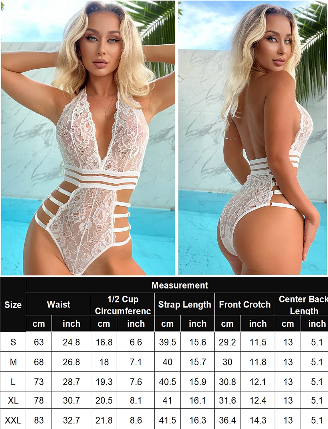 Avidlove Lace Bodysuit Teddy Lingerie Snap Crotch Lingerie One Piece Babydoll