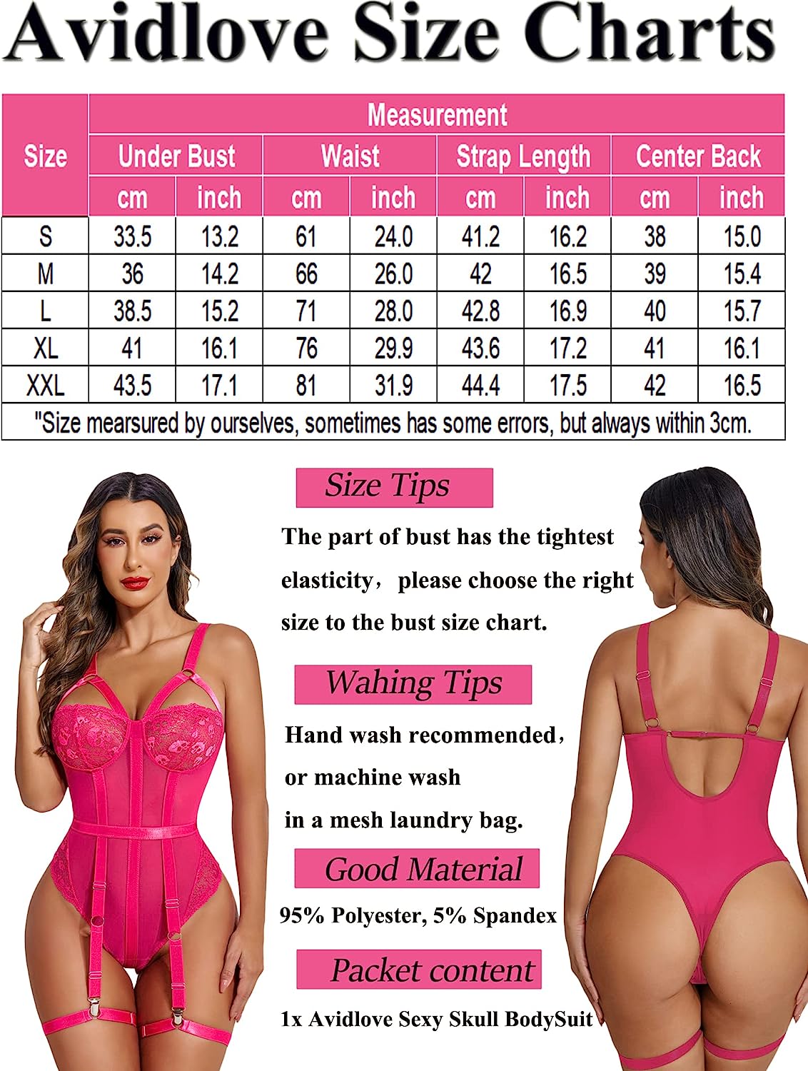Avidlove Teddy Lingerie for with Garter Belt One Piece Lingerie Naughty Strappy Lingerie Lace Exotic Bodysuit