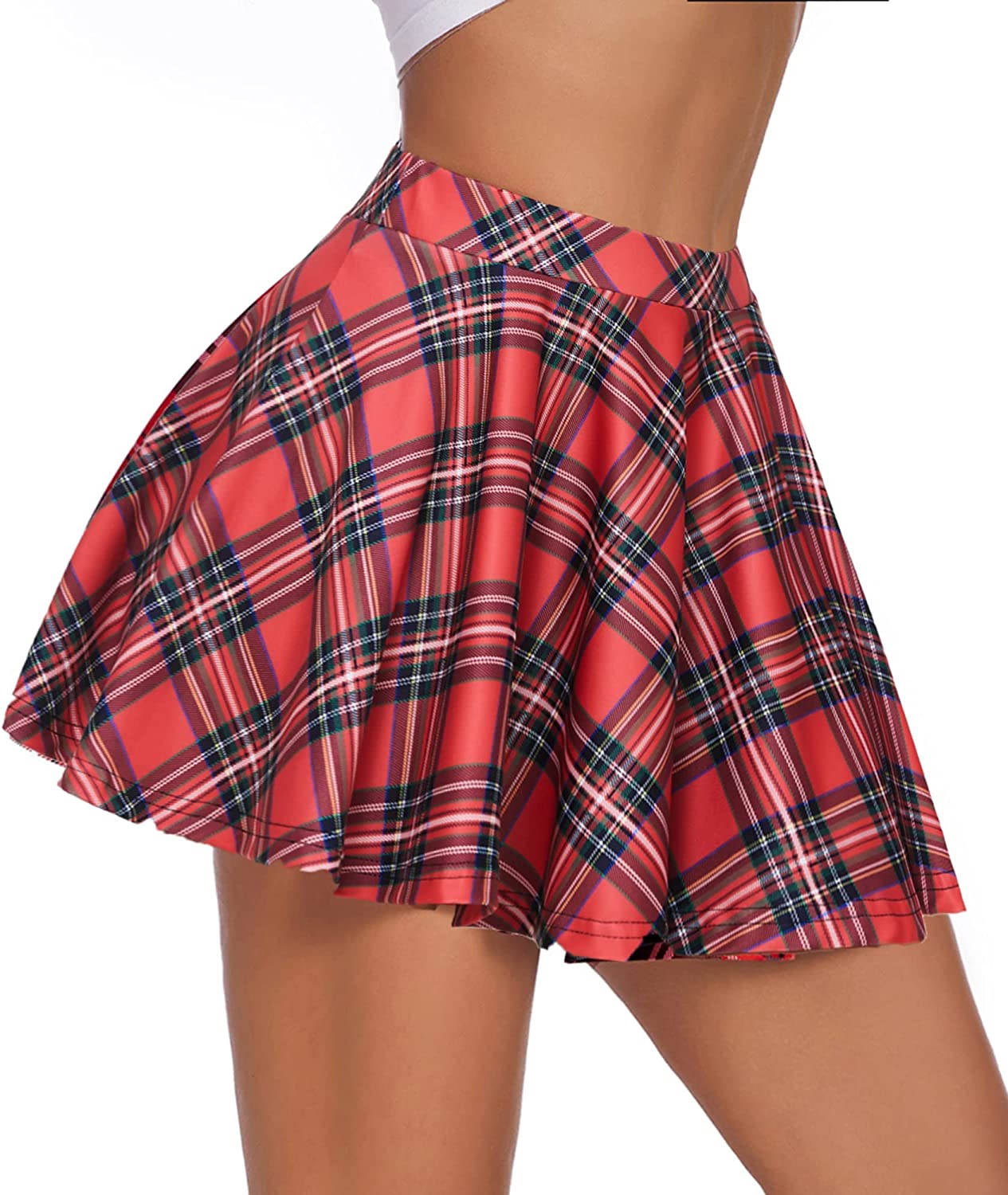 Avidlove Pleated Mini Skirt Plaid Skirts High Waist A Line Skater Skirt for Lingerie Schoolgirl