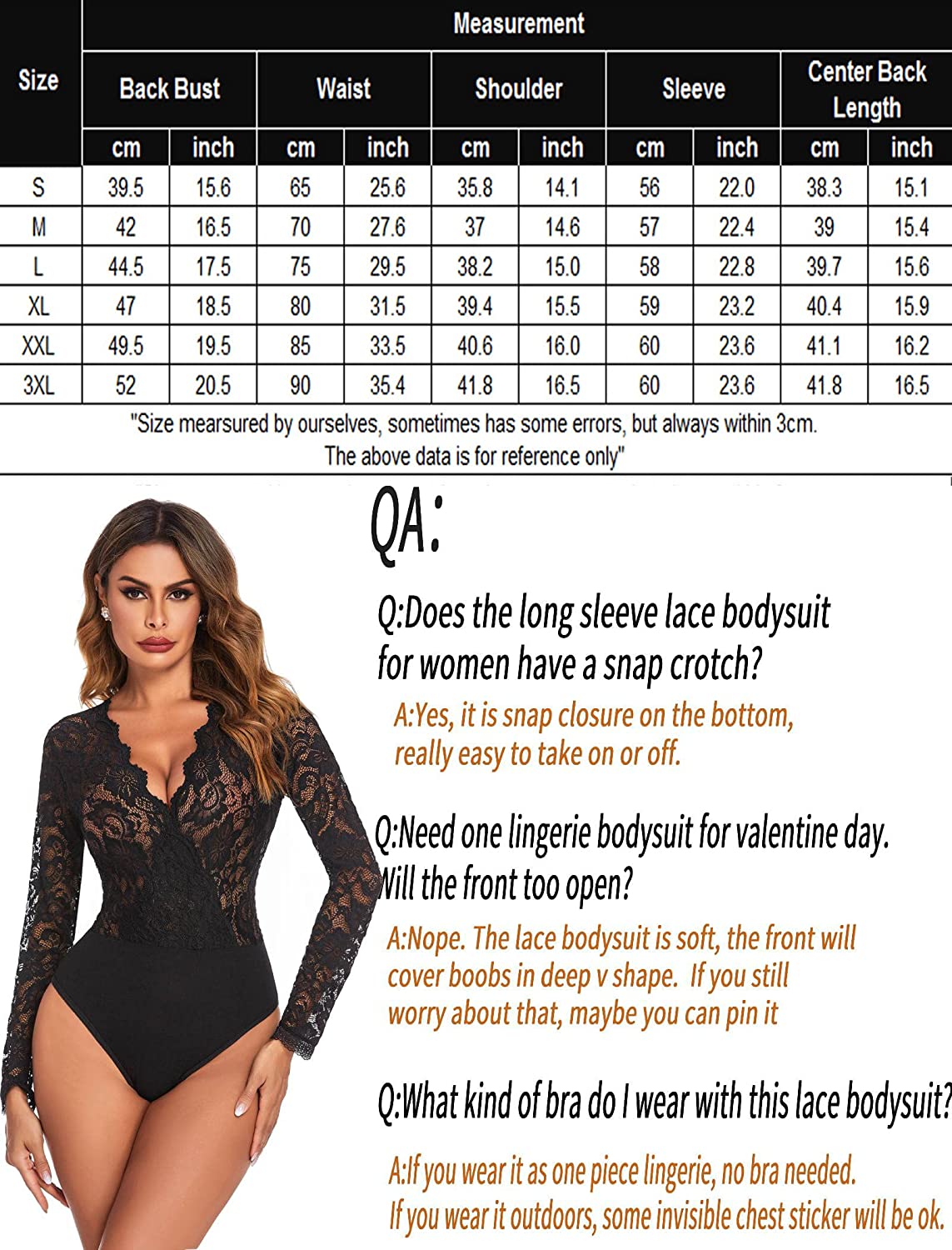 Avidlove Lace Short Sleeve Bodysuit Deep V Snap Crotch Clubwear Tops S-XXL