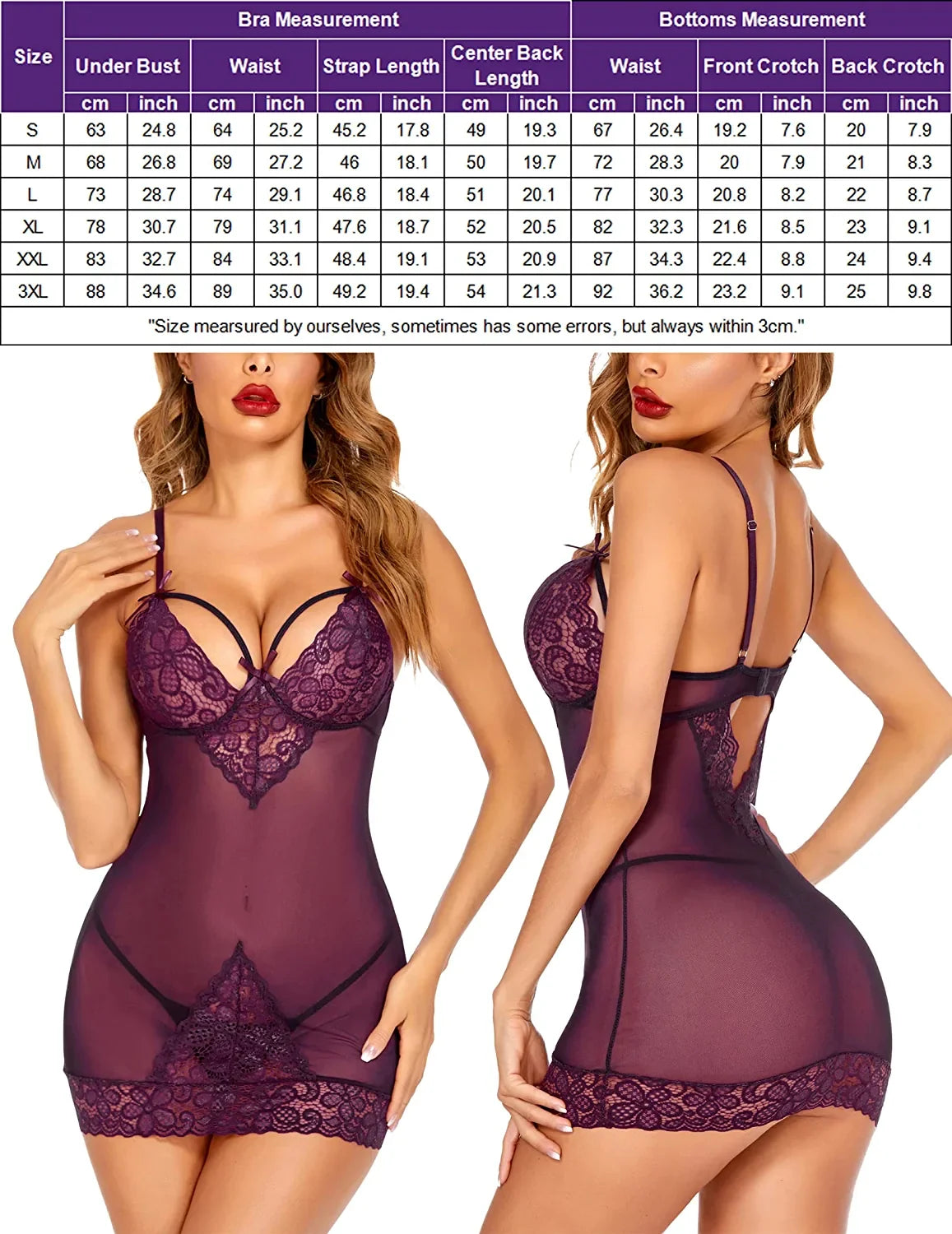 Avidlove Lingerie for Lace Chemises Strappy Babydoll Sleepwear Mini Dress S-XXXL