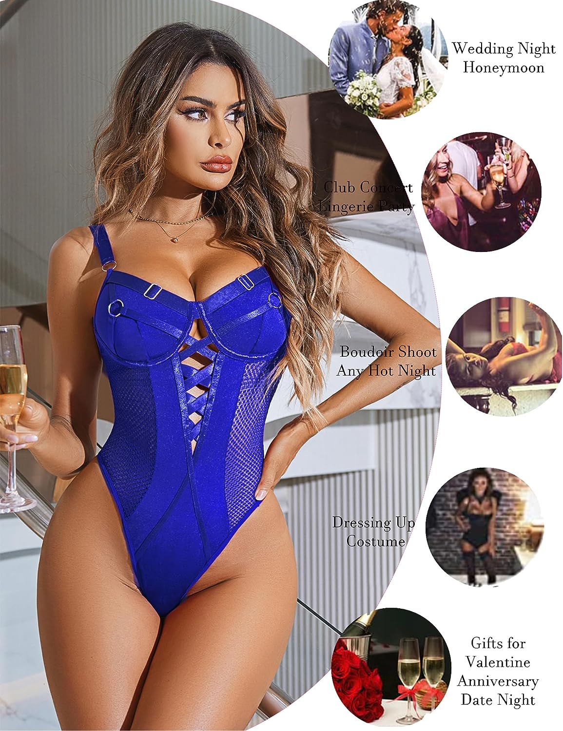 Avidlove Lingerie Bodysuit Mesh Teddy Underwire Lace Bodysuits One Piece Babydoll With Snap Crotch S-XXL