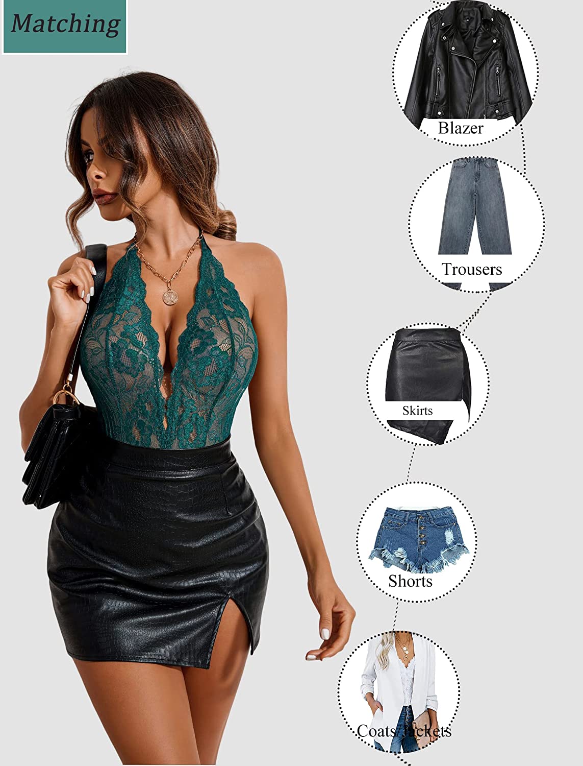 Avidlove Lace Bodysuit Teddy Lingerie Snap Crotch Lingerie One Piece Babydoll