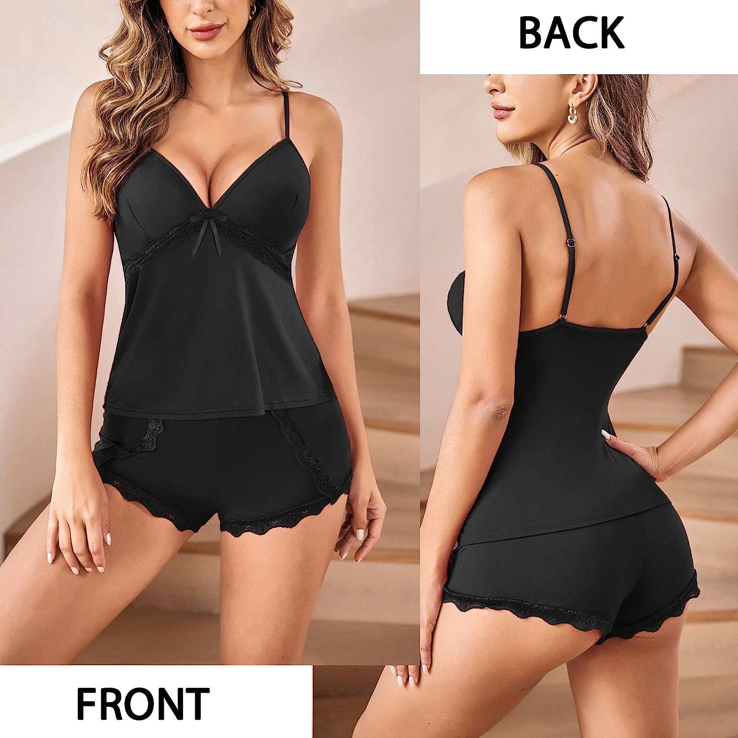 Avidlove Pajamas for Modal Sleepwear Cami Sleep Set Lace Trim Short Pjs Sets with Shorts S~XXL
