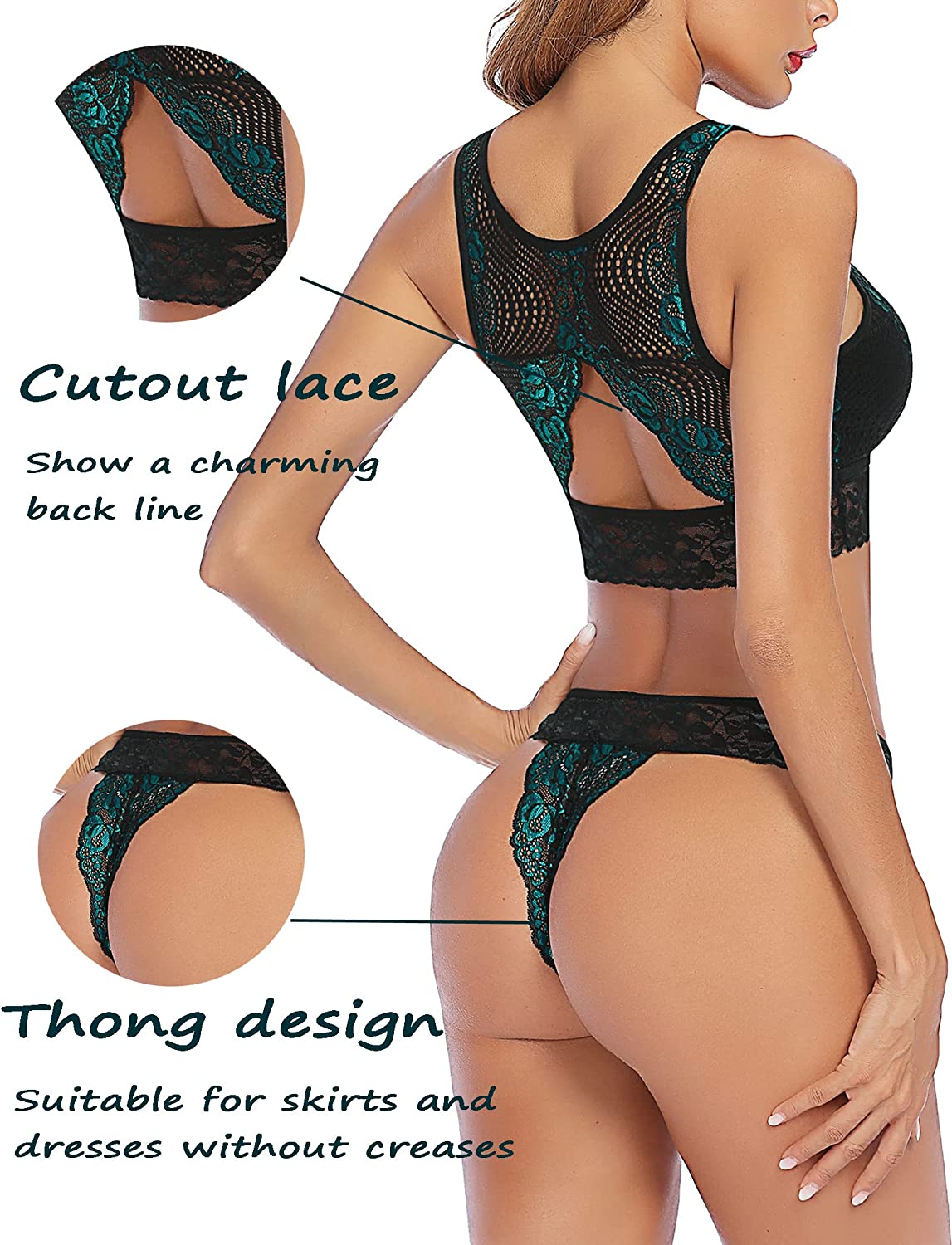 Avidlove Lingerie 2 Piece Lace Babydoll Bra and Panty Set Mini Sleepwear