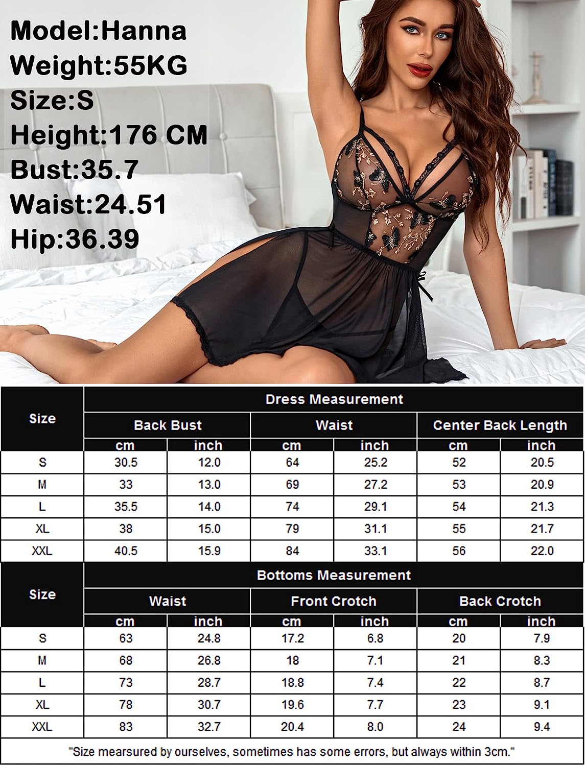 Avidlove Lingerie Lace Chemise Floral Embroidery Mesh Babydoll Side Slit Sleepwear