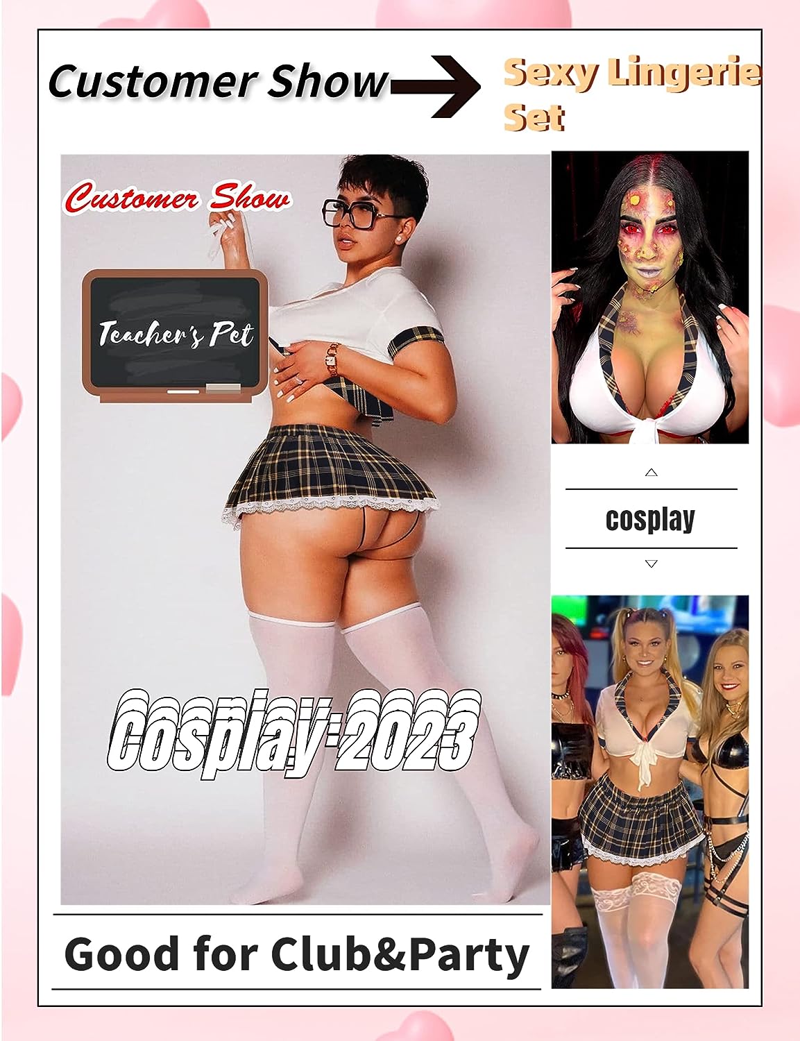 Avidlove Lingerie Set for Two Piece Lingerie Outfits with Tie Top and Mini Pleated Skirt