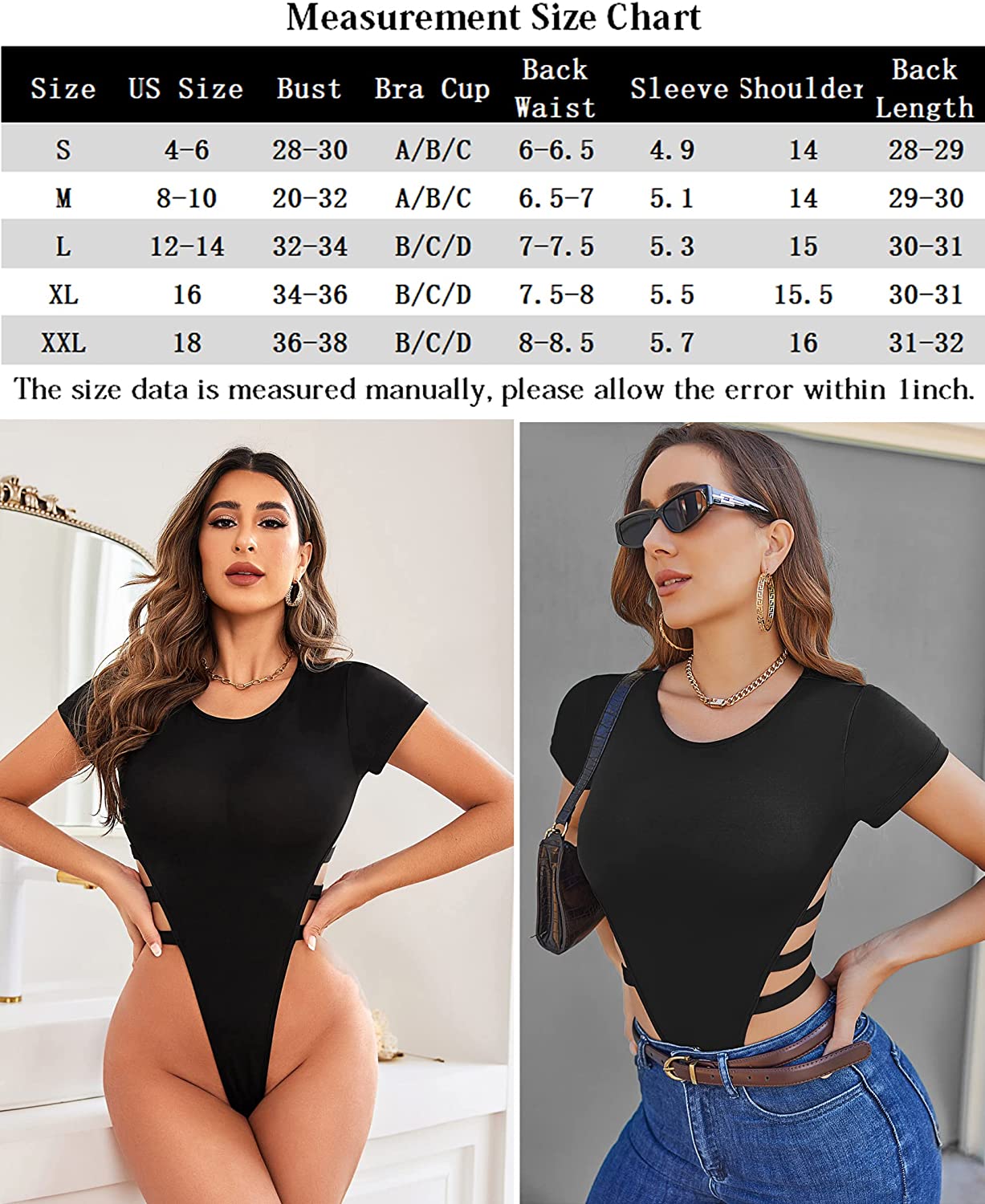Avidlove Bodysuit Cut Out Short Sleeve Body Suits Leotard Tops Casual Daily Outfits T Shirts S-XXL
