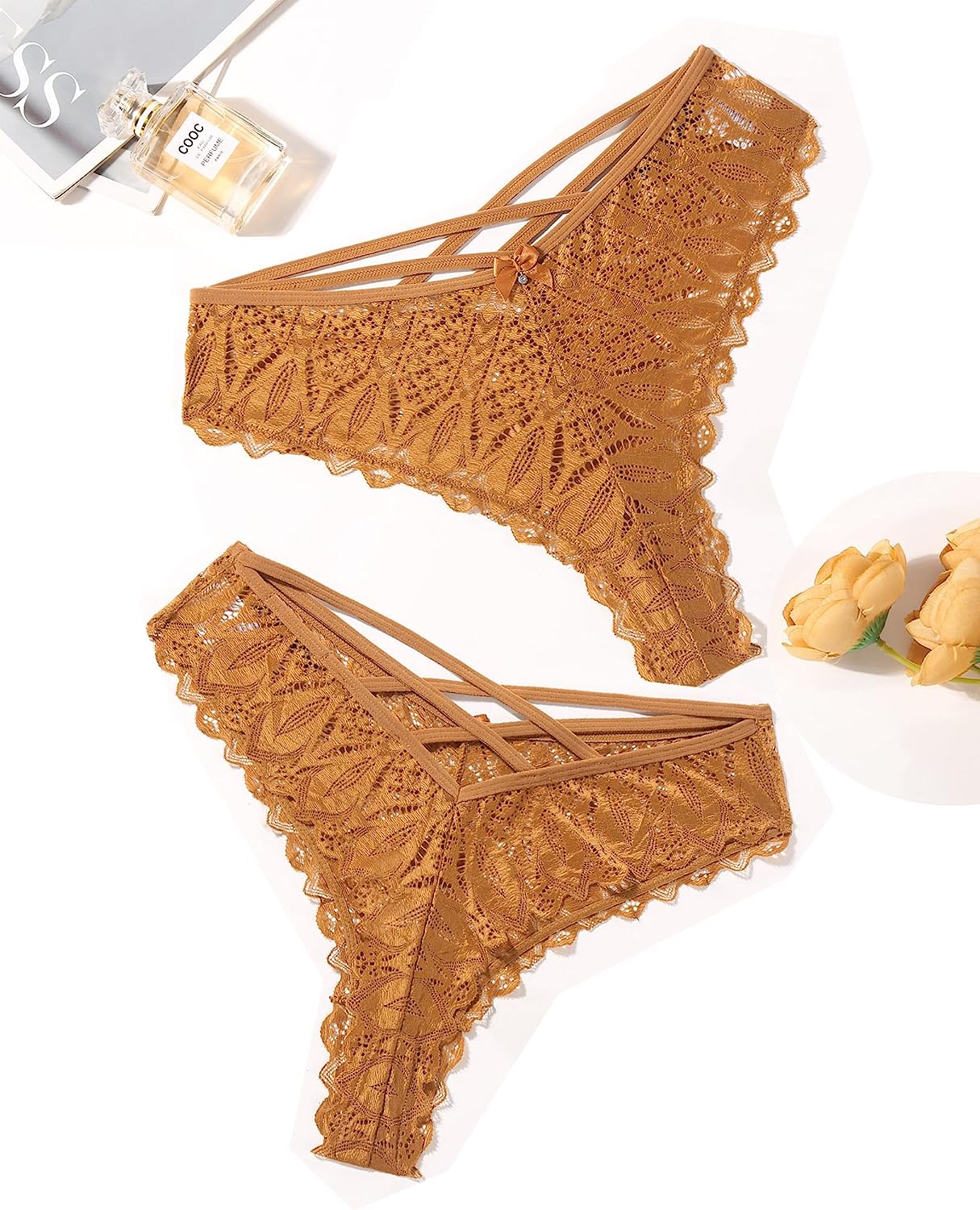 Avidlove Cheeky Panties for Lace Criss Cross Bikini Underwear Pack