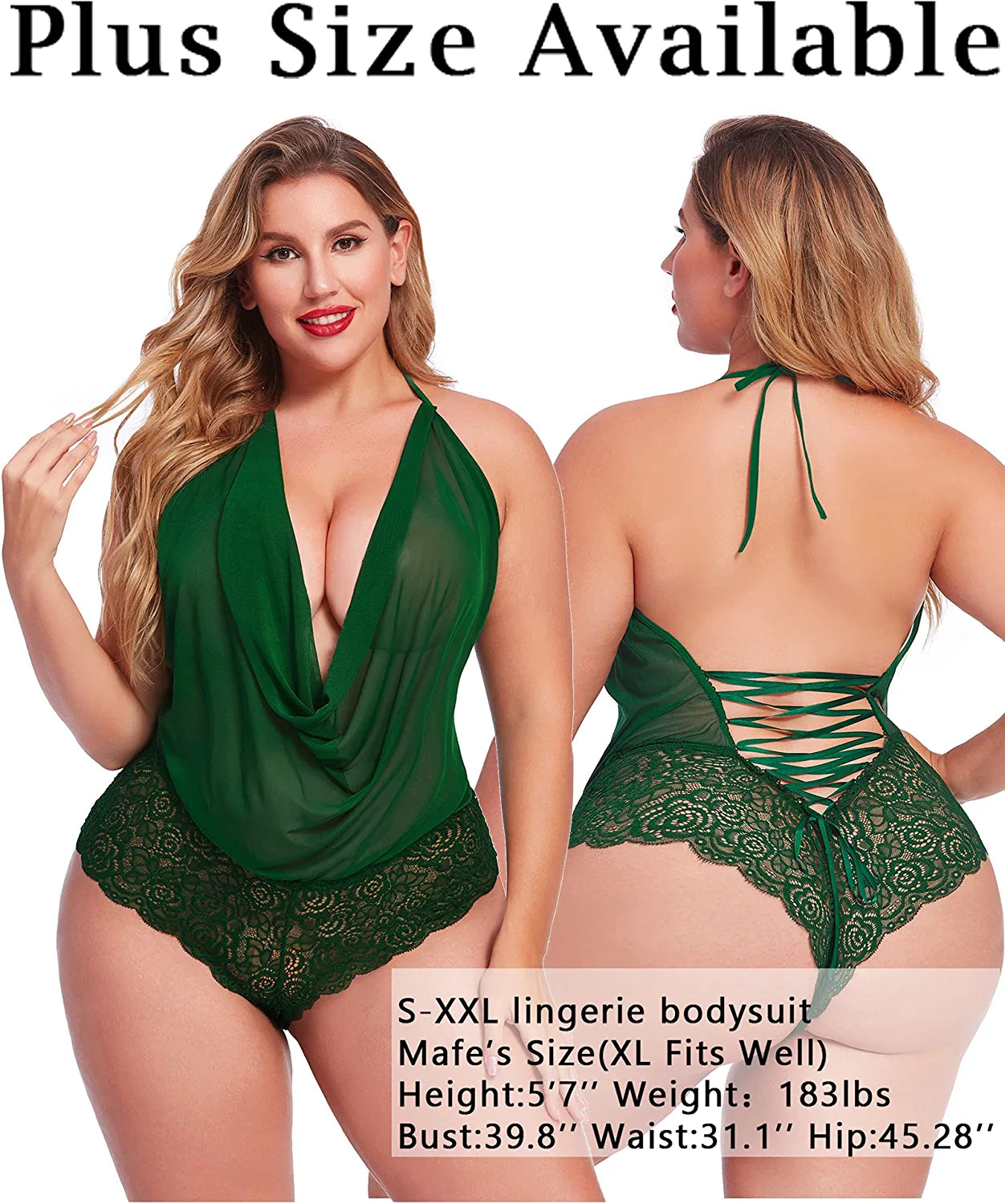 Avidlove Lingerie Teddy One Piece Lace Halter Babydoll Bodysuit
