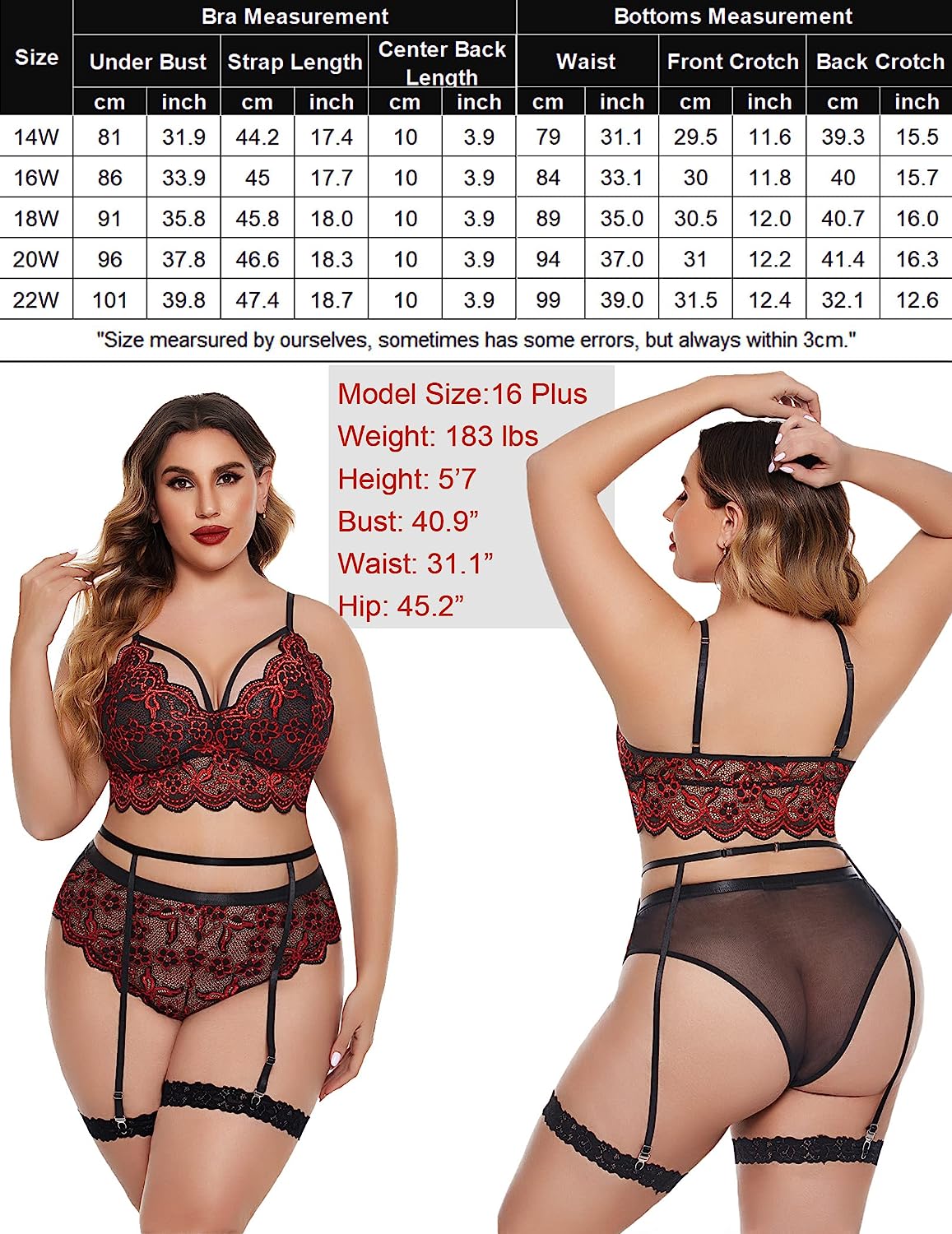 Avidlove Plus Size Lingerie for Bra Panties Set Garter Lingerie Set