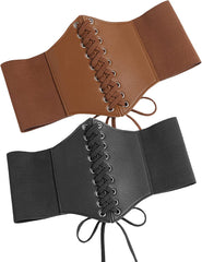 Avidlove Waspie Corset Belt Lace Up Waist Belt Leather Gothic Corset Belt