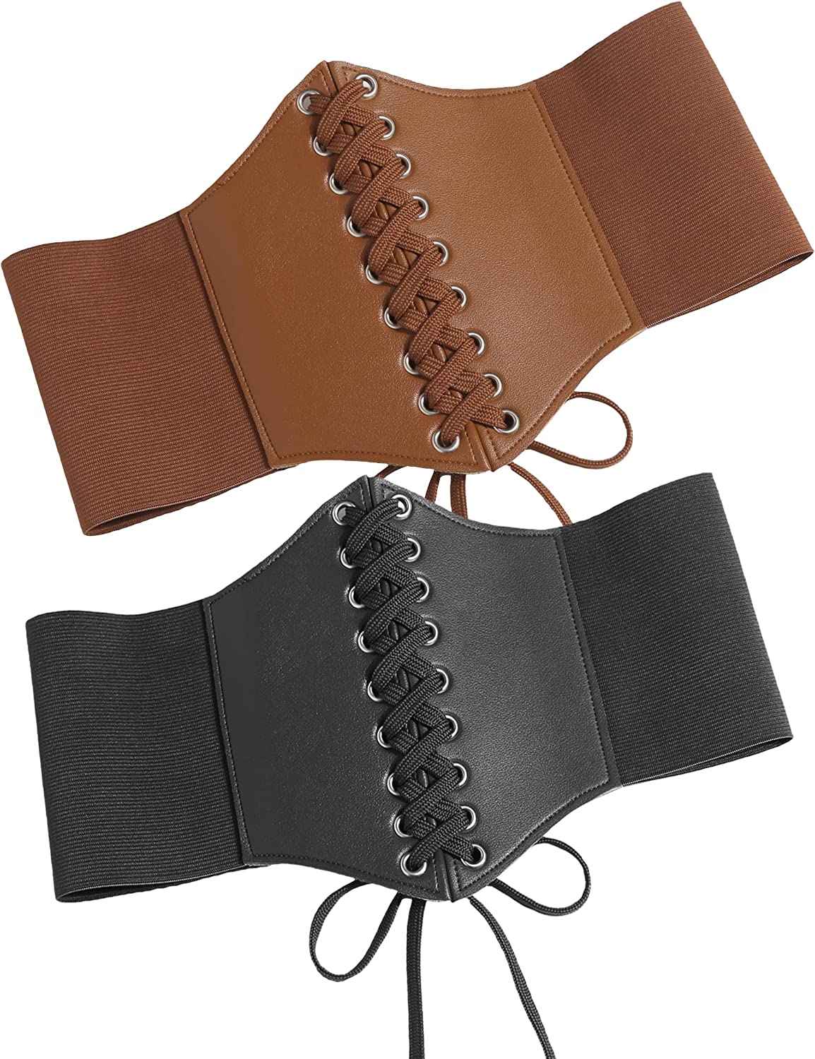 Avidlove Waspie Corset Belt Lace Up Waist Belt Leather Gothic Corset Belt