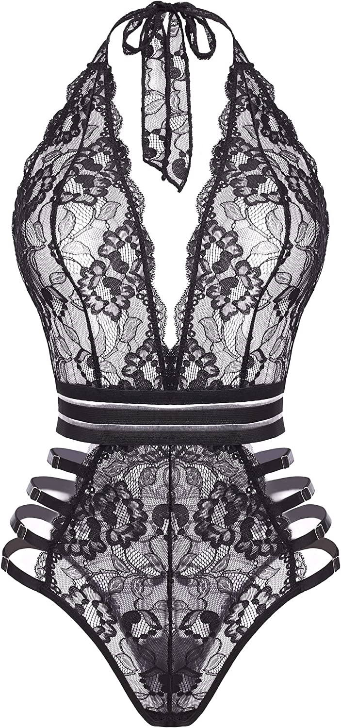 Avidlove Lace Bodysuit Teddy Lingerie Snap Crotch Lingerie One Piece Babydoll