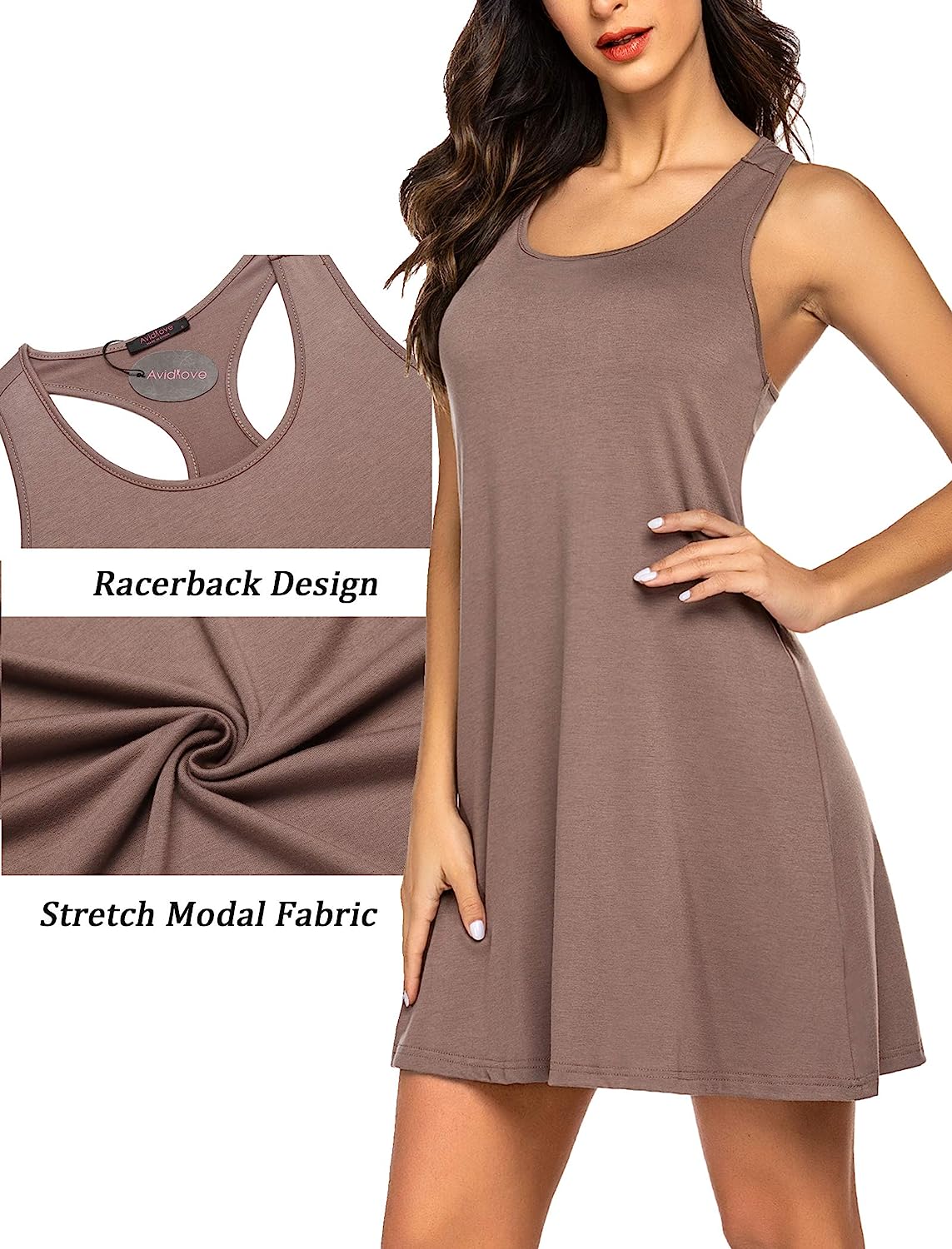 Avidlove Sleepwear for Tank Nightgown Chemise Racerback Sleeveless Sleep Dress