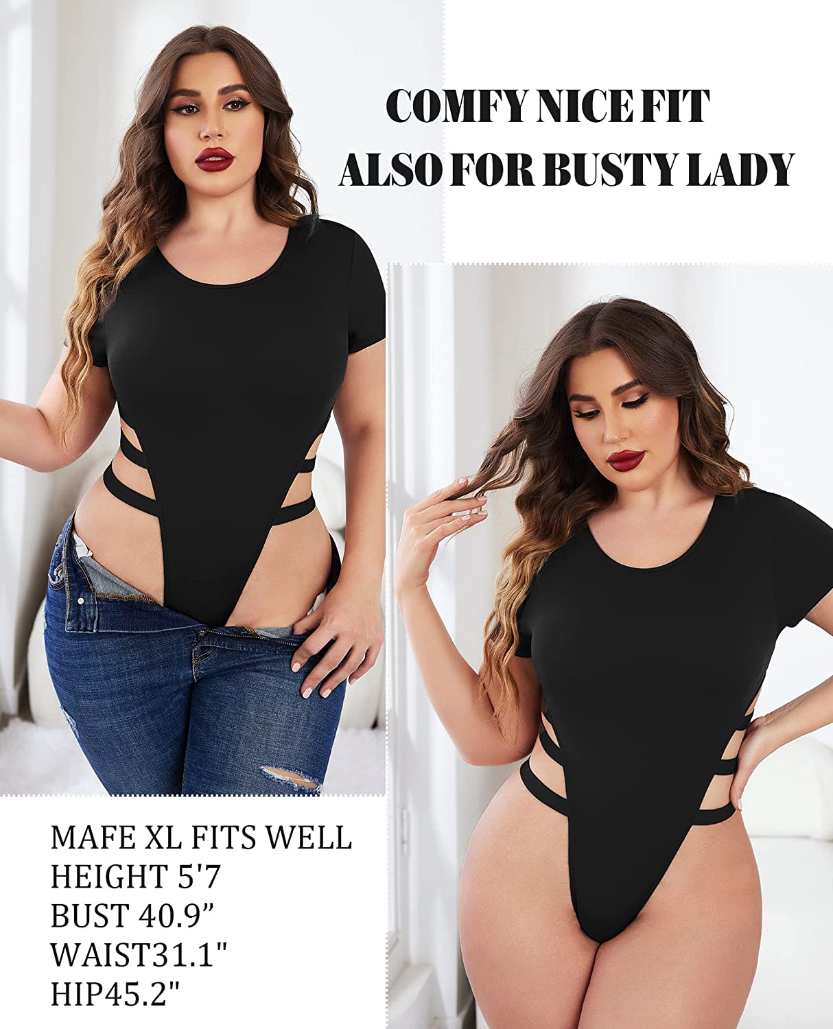 Avidlove Bodysuit Cut Out Short Sleeve Body Suits Leotard Tops Casual Daily Outfits T Shirts S-XXL