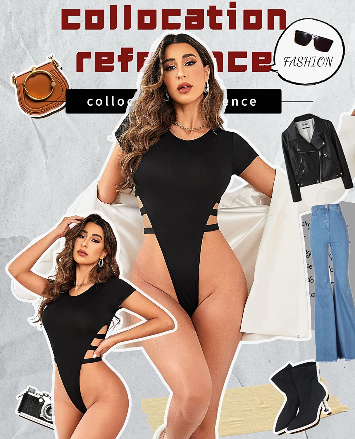 Avidlove Bodysuit Cut Out Short Sleeve Body Suits Leotard Tops Casual Daily Outfits T Shirts S-XXL