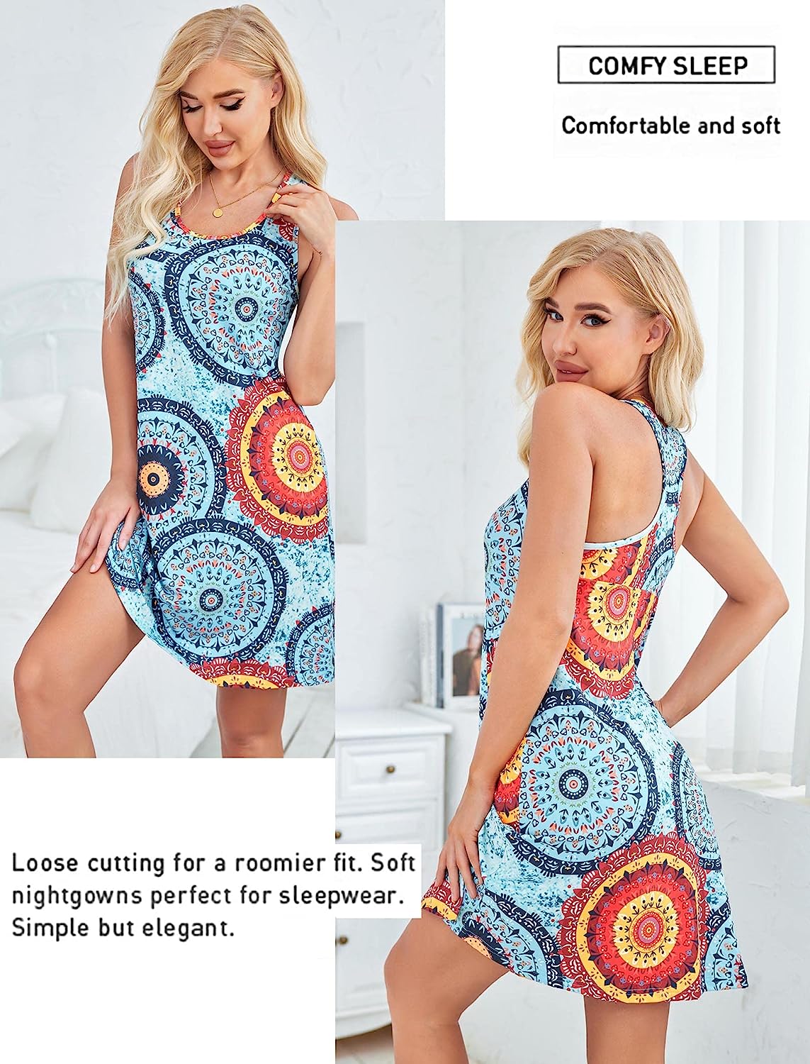 Avidlove Sleepwear for Tank Nightgown Chemise Racerback Sleeveless Sleep Dress