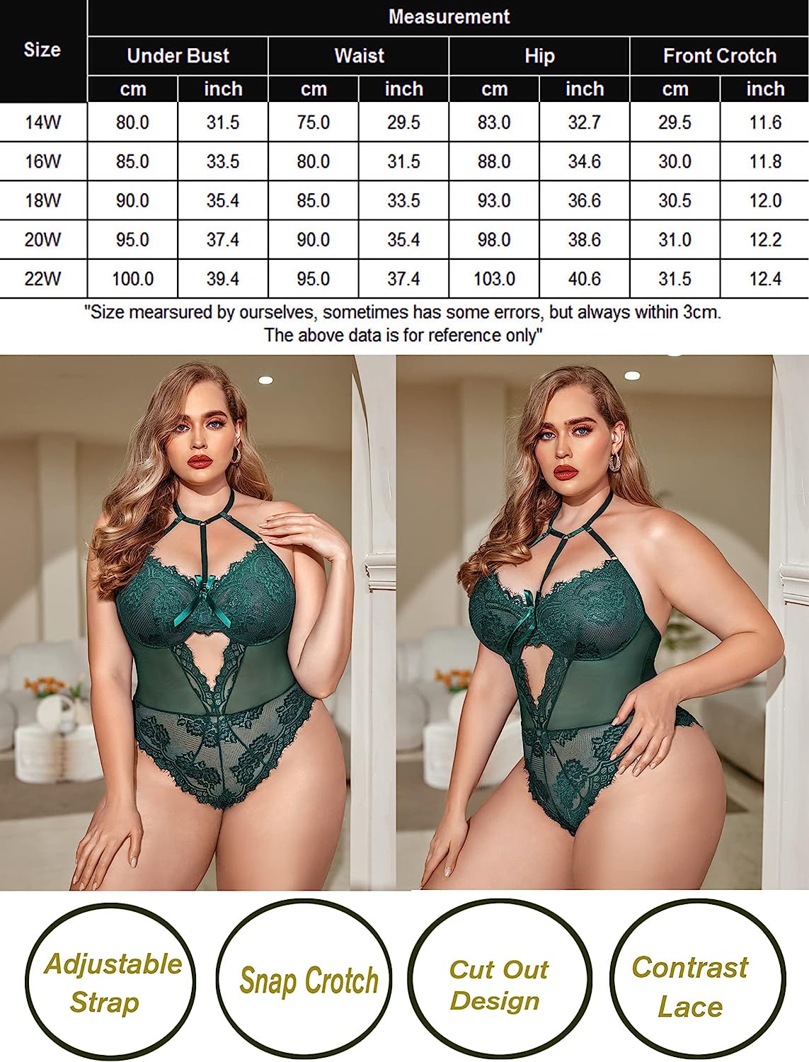 Avidlove Plus Size Lingerie for Lace Bodysuit Teddy Lingerie One Piece Babydoll