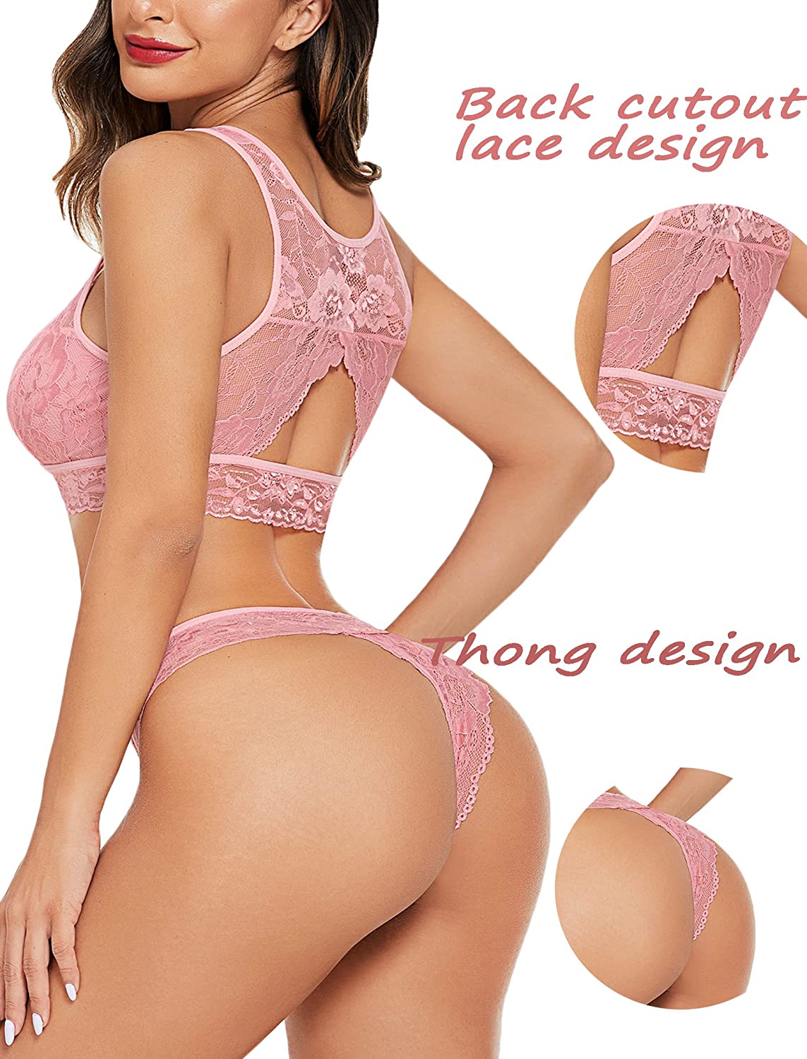 Avidlove Lingerie 2 Piece Lace Babydoll Bra and Panty Set Mini Sleepwear