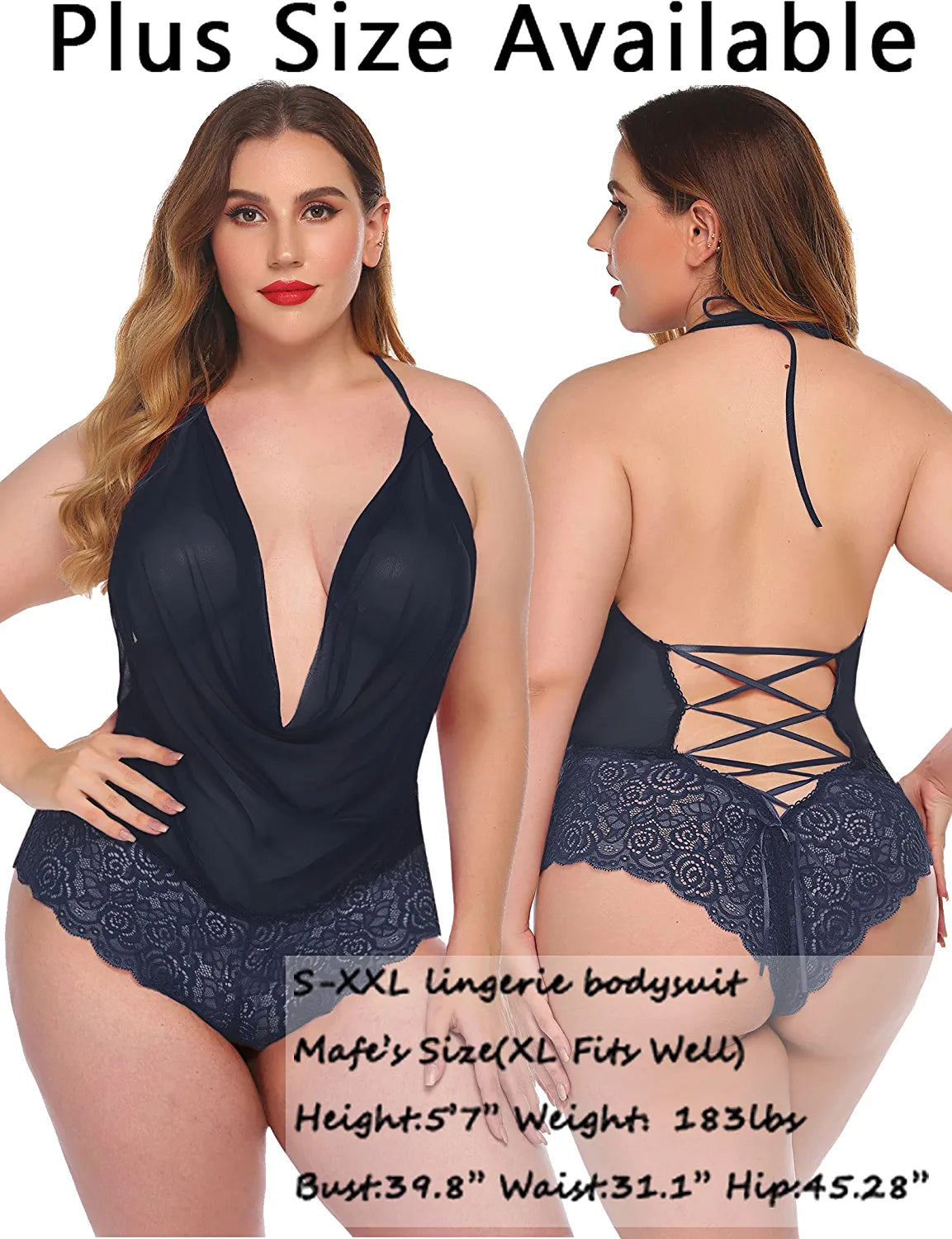 Avidlove Lingerie Teddy One Piece Lace Halter Babydoll Bodysuit