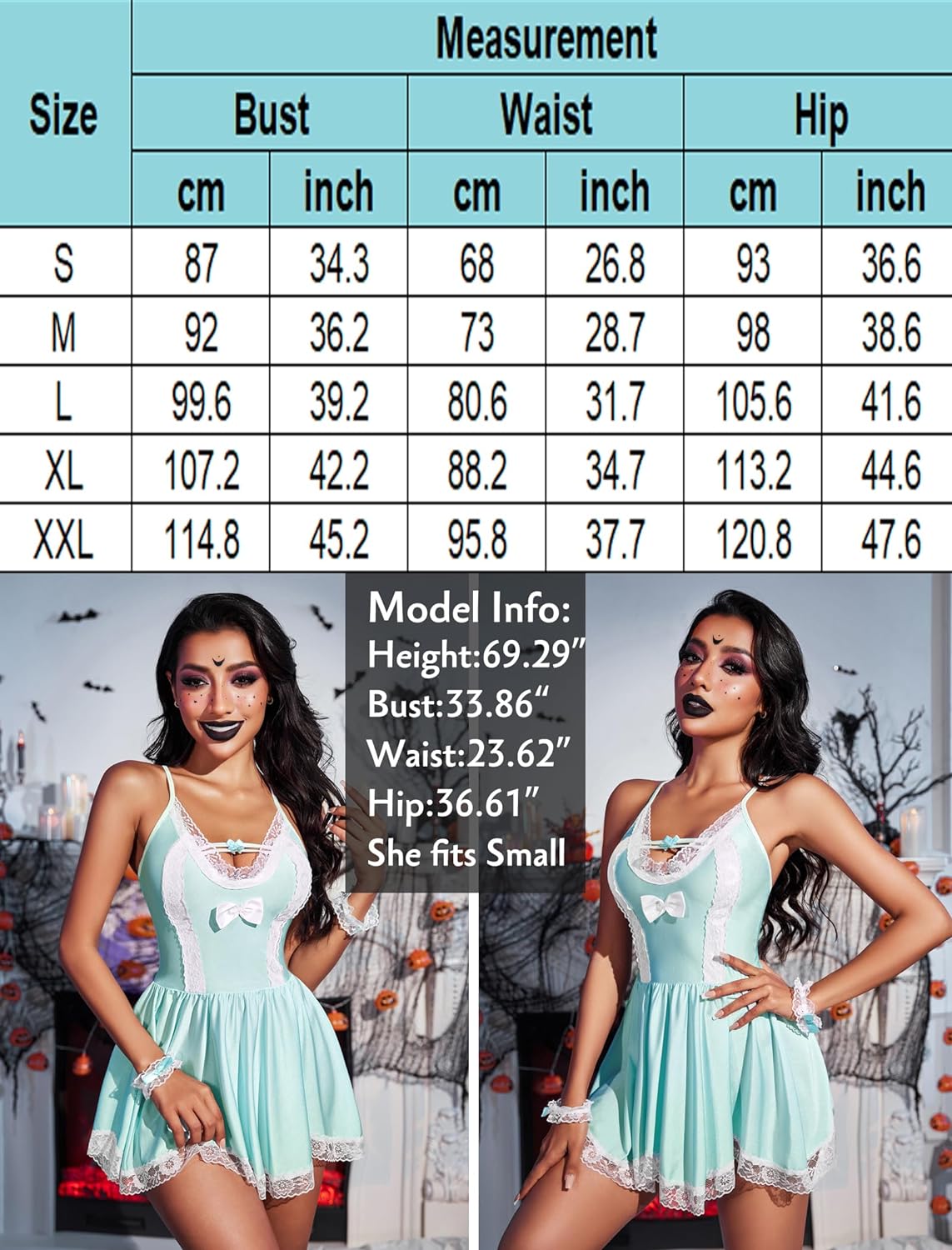 Avidlove Maid Costume Cosplay Lingerie Set Mesh Chemise Babydoll Lace Roleplay Outfit 4 Piece Strap Nightwear