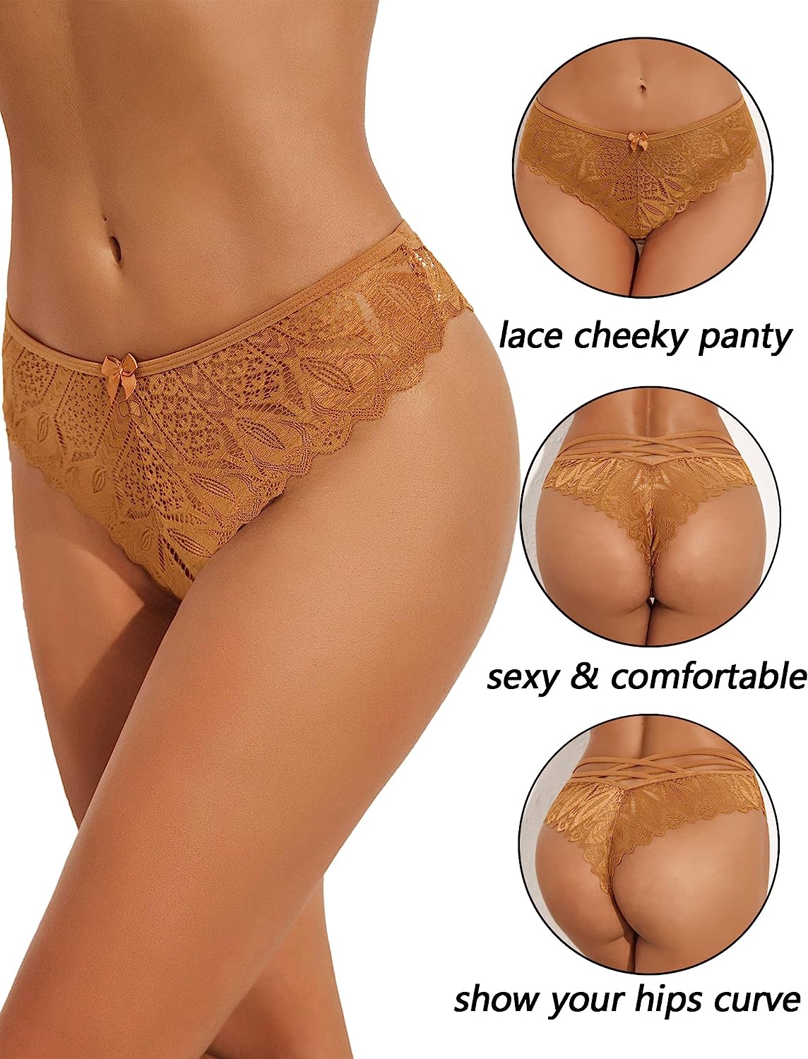 Avidlove Cheeky Panties for Lace Criss Cross Bikini Underwear Pack