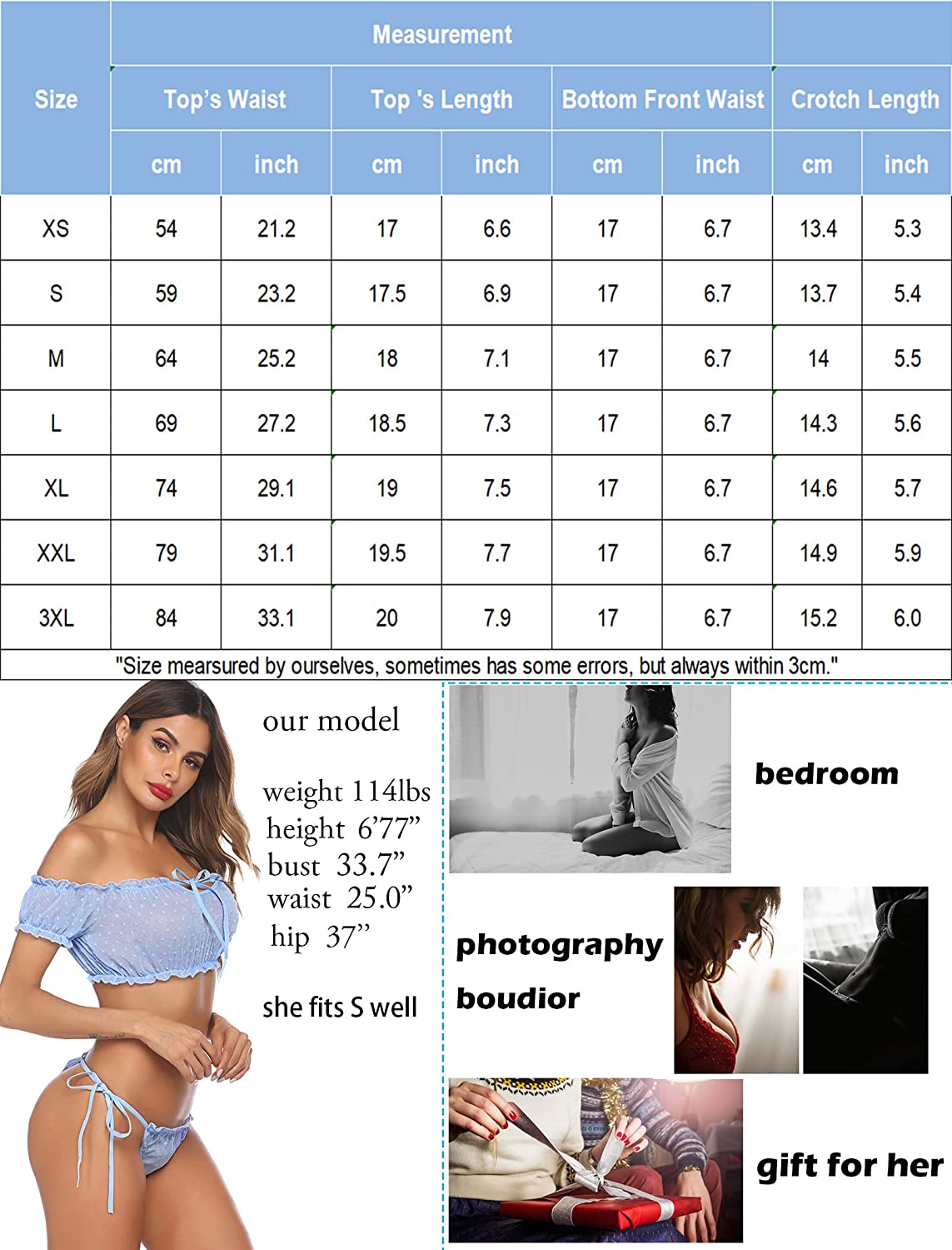 Avidlove Bra and Panty Set Ruffle Lingerie Set Mesh Babydoll Chemise