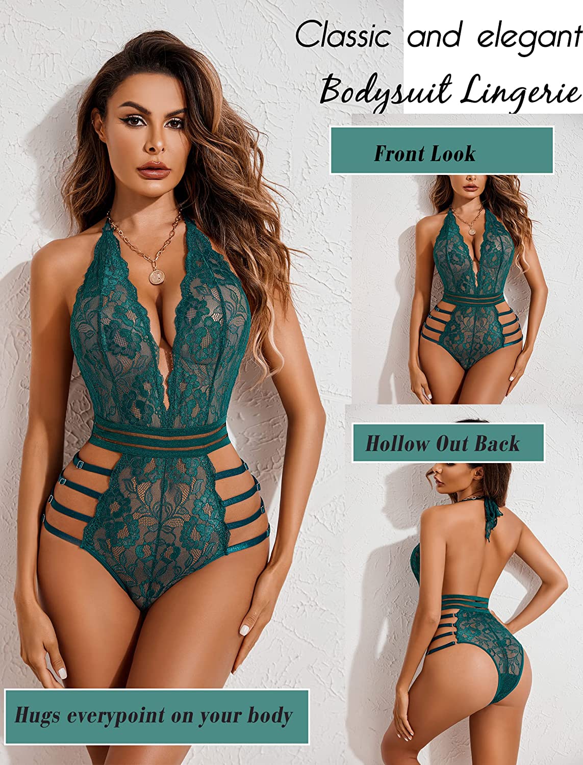 Avidlove Lace Bodysuit Teddy Lingerie Snap Crotch Lingerie One Piece Babydoll