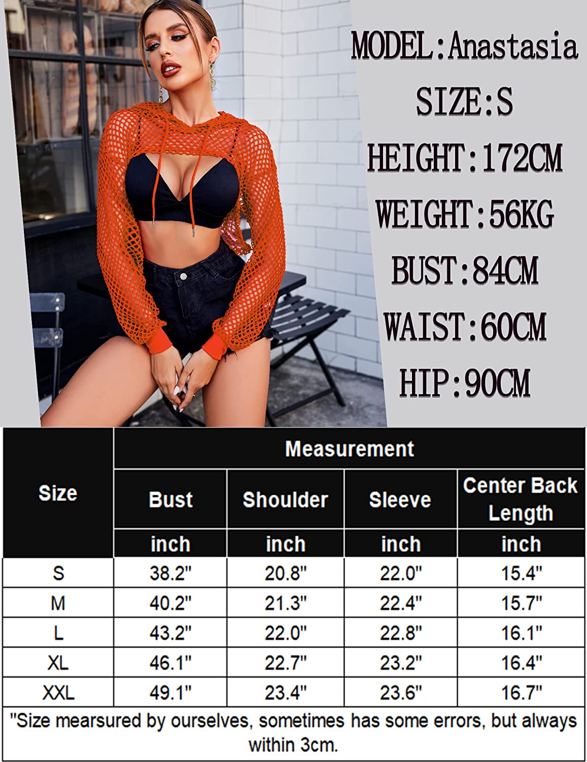 Avidlove Mesh Hoodie Crop Top Fishnet Shirt Long Sleeve Crop Top Hoodie