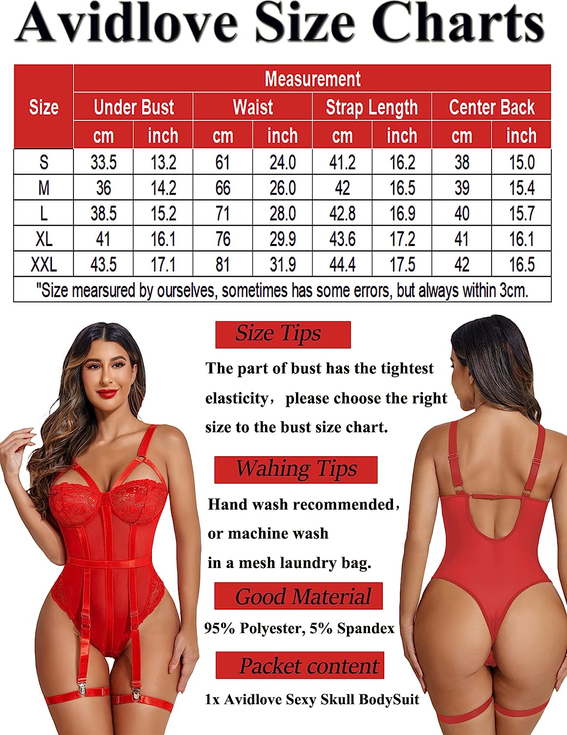 Avidlove Teddy Lingerie for with Garter Belt One Piece Lingerie Naughty Strappy Lingerie Lace Exotic Bodysuit