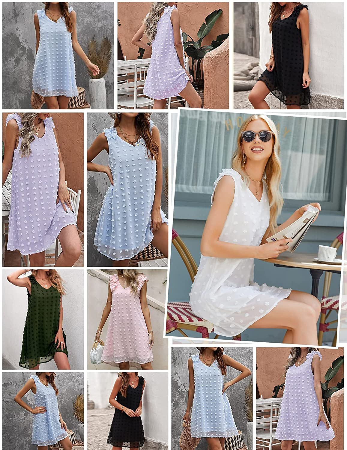 Sleeveless Mini Dot Dresses