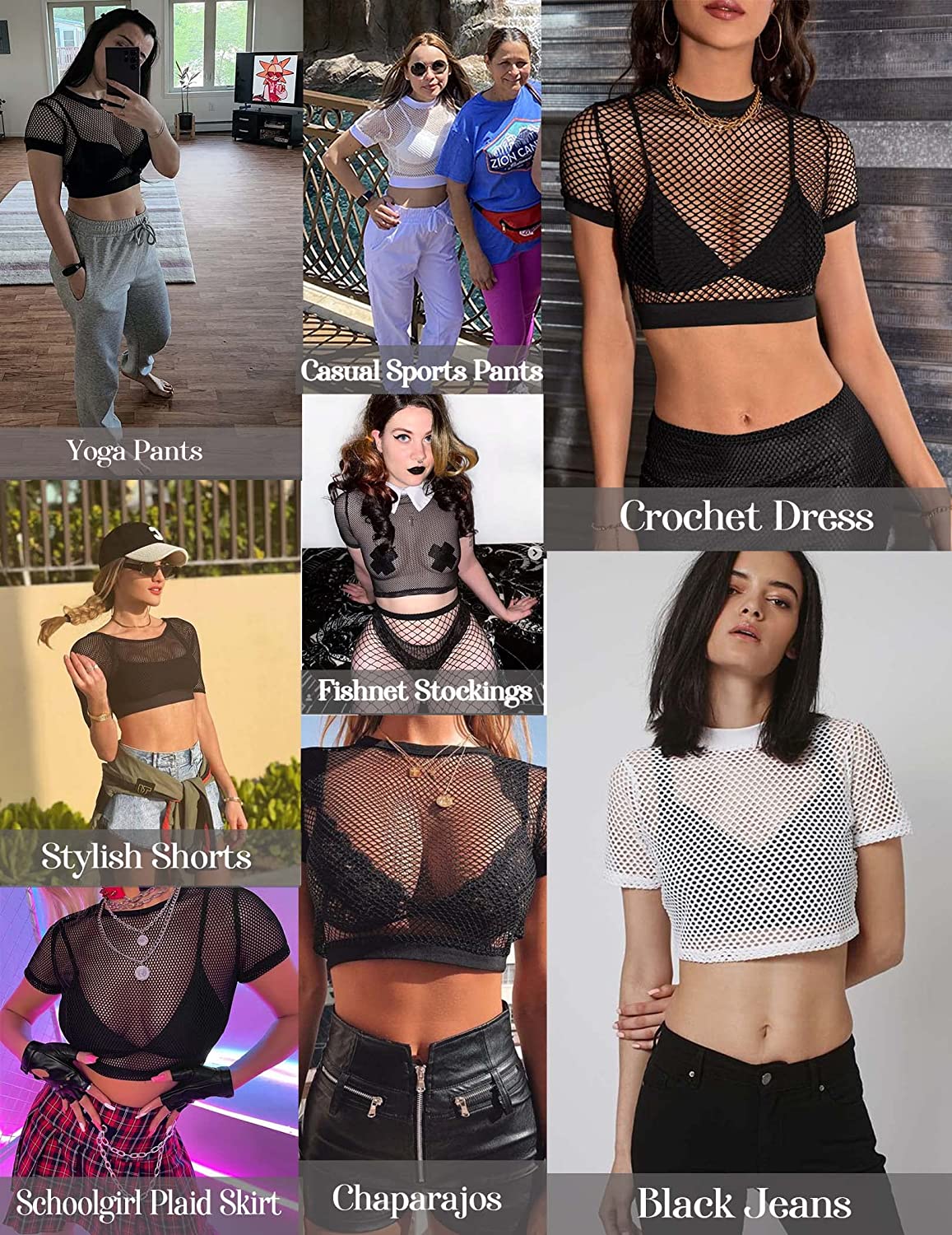 Avidlove Fishnet Top for Long Sleeve Fishnet Shirt Fishnet Crop Top