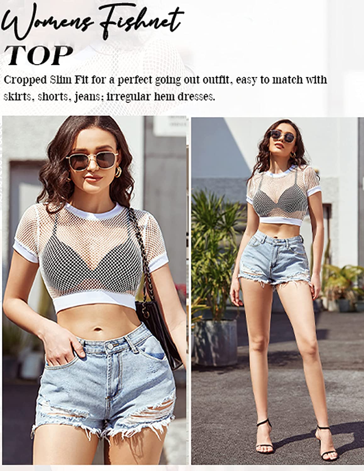 Avidlove Fishnet Top for Long Sleeve Fishnet Shirt Fishnet Crop Top