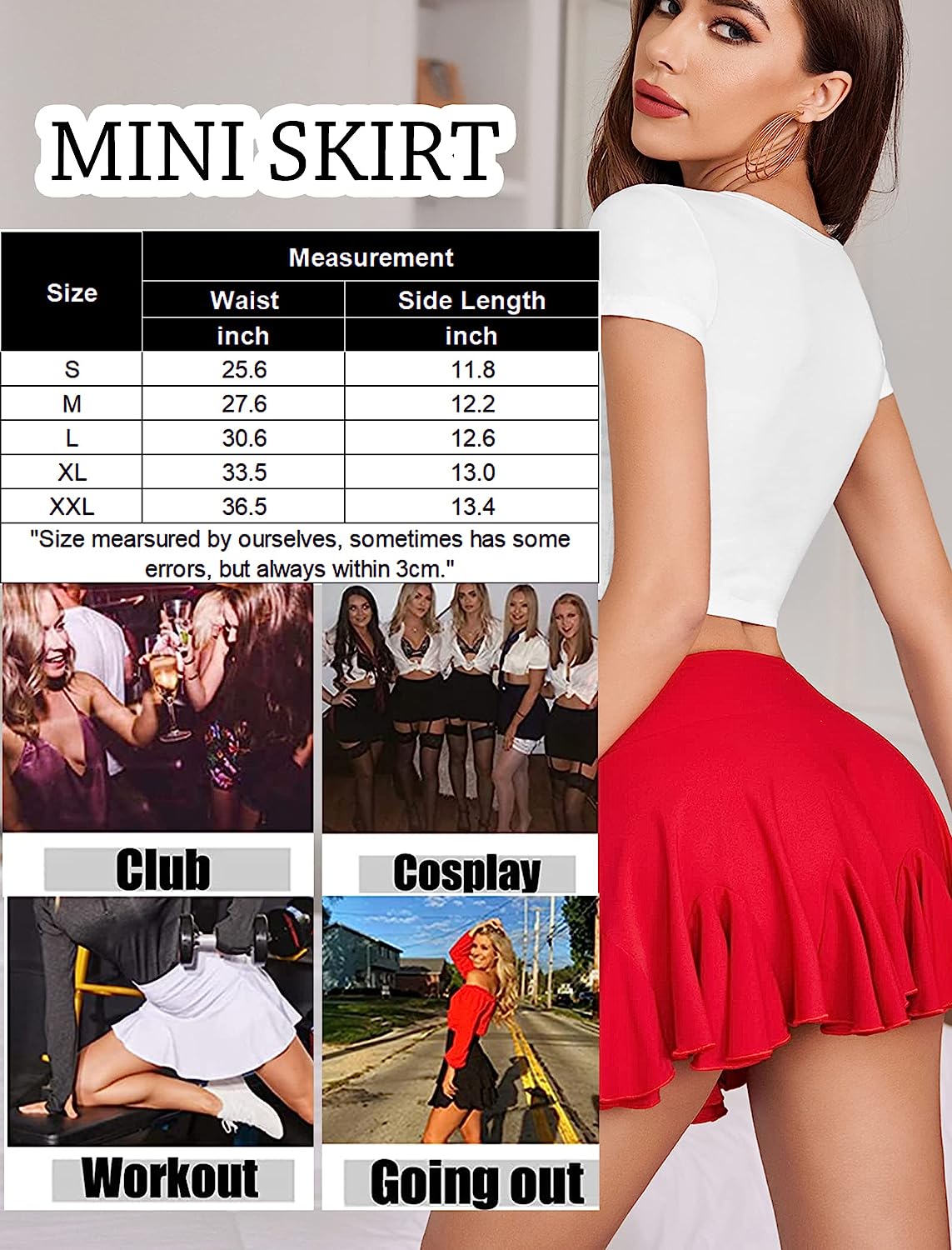 Avidlove Mini Skirt Pleated Skirts High Waist Skater Skirt Ruffle Lingerie Skirts S-XXL