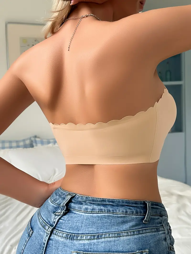Front Closure Wireless Strapless Bra Beige