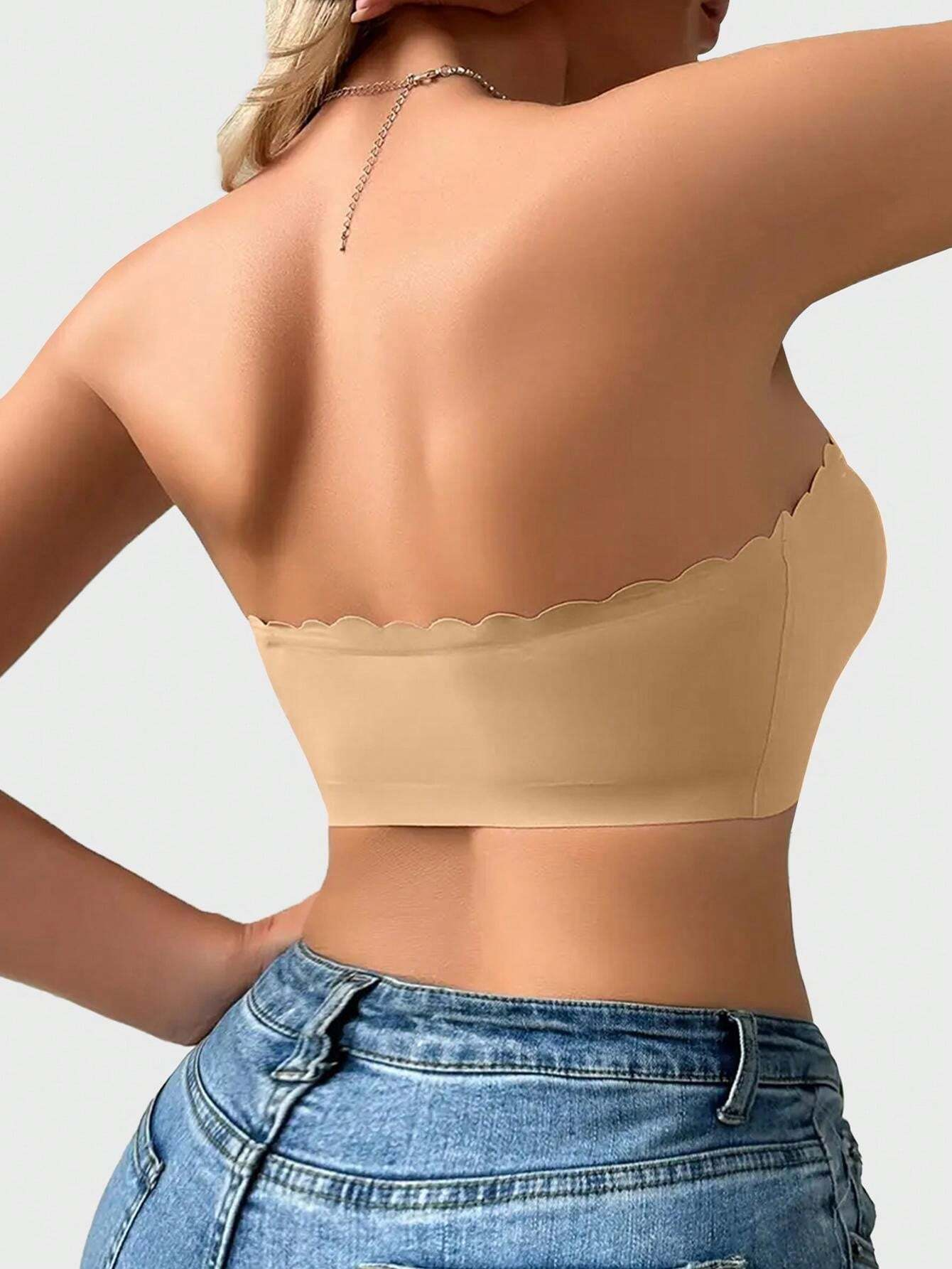 Front Closure Wireless Strapless Bra Beige