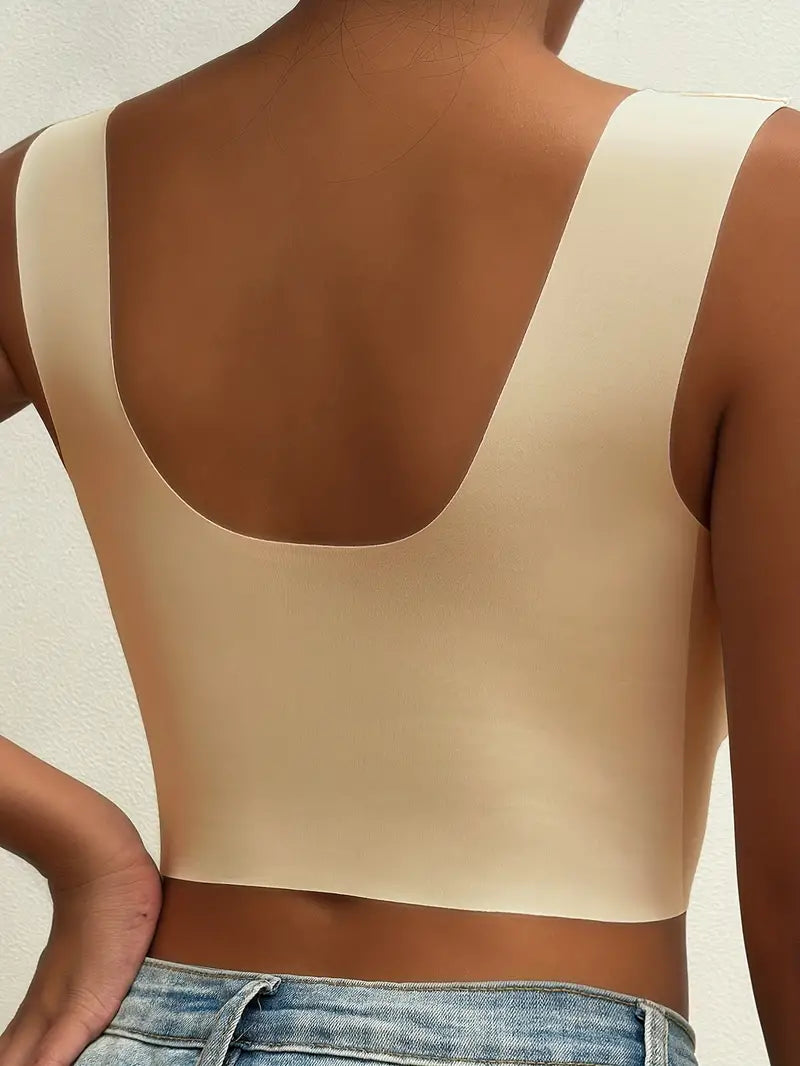 Contrast Lace Wireless Bra, Soft & Comfortable Tank Bra, Lingerie & Underwear