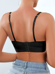Women's Deep V Solid Color Wireless Bra Black