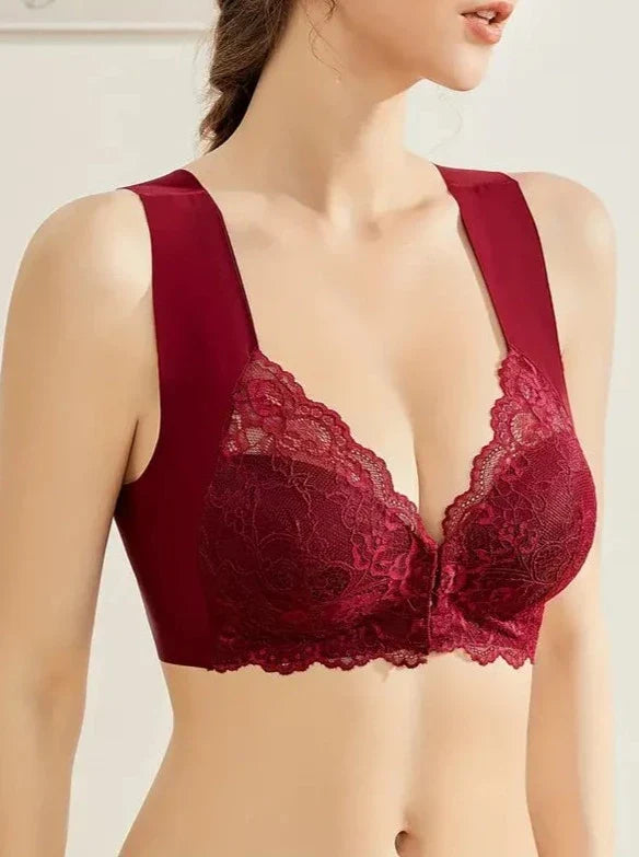 Lace Seamless Wirefree Push-up Pus size Full Coverage Bra Red